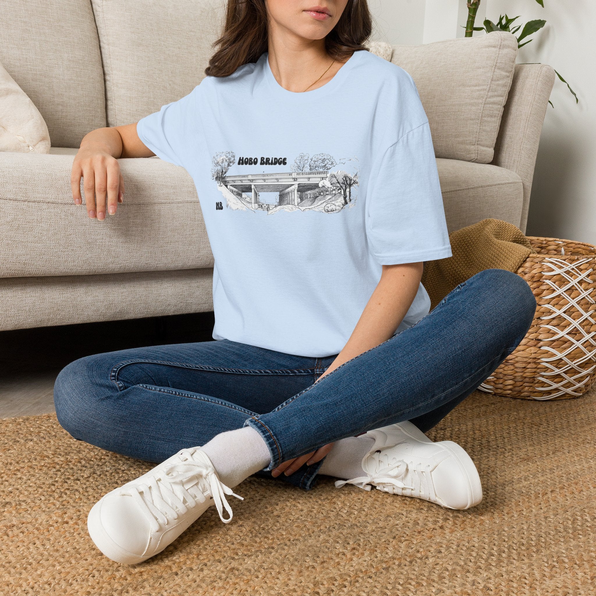 Hobo Bridge Manhattan Beach California Sketch T-Shirt | Hand-Drawn Bridge Illustration IYKYK