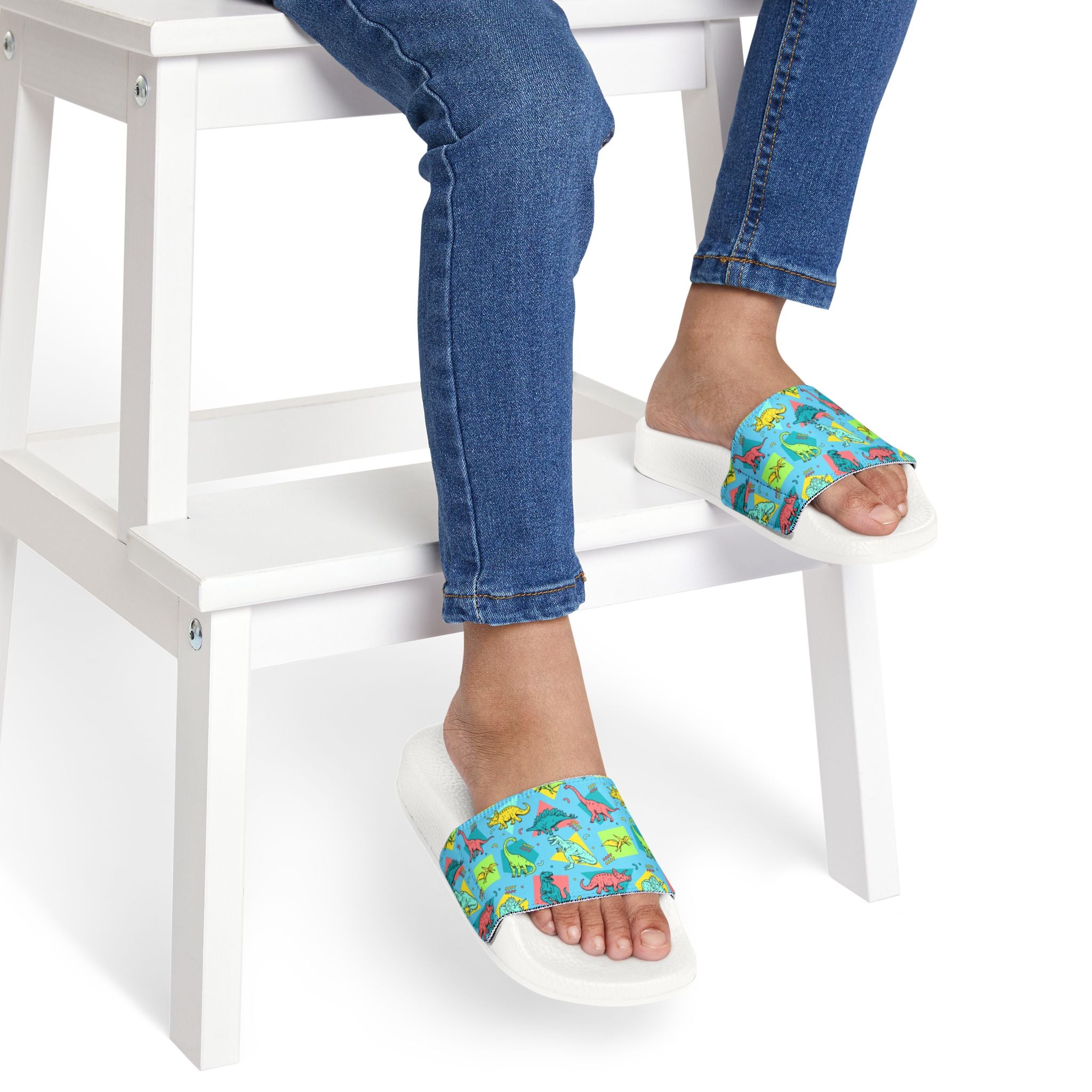 Colorful Cartoon Dinosaurs  Pattern Sandals | Youth Slide Sandals