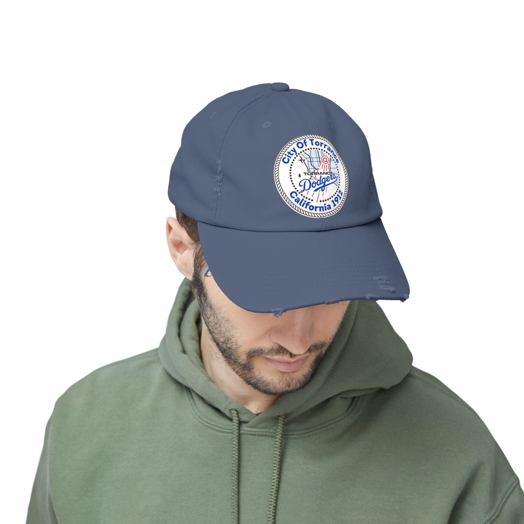 Distressed Baseball Cap with Torrance Dodgers Patch