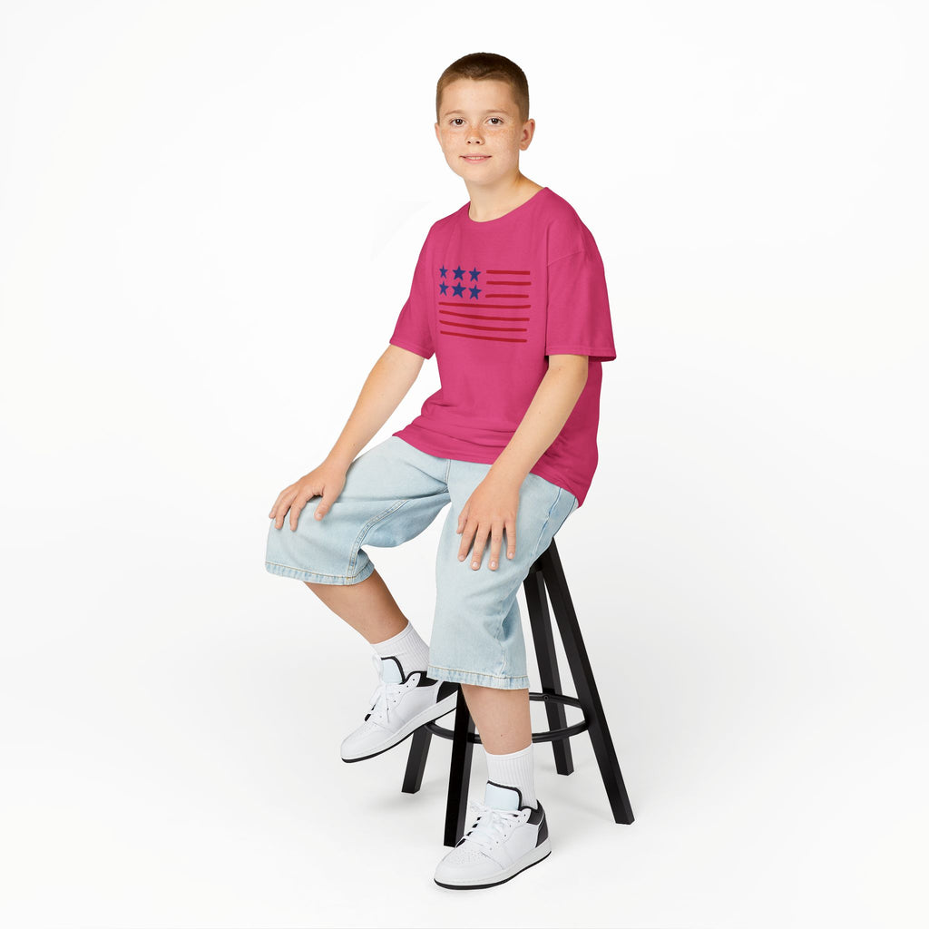 Stars and Stripes  Kids American Flag T-Shirt — Red & Blue Stars Stripe Patriotic Tee