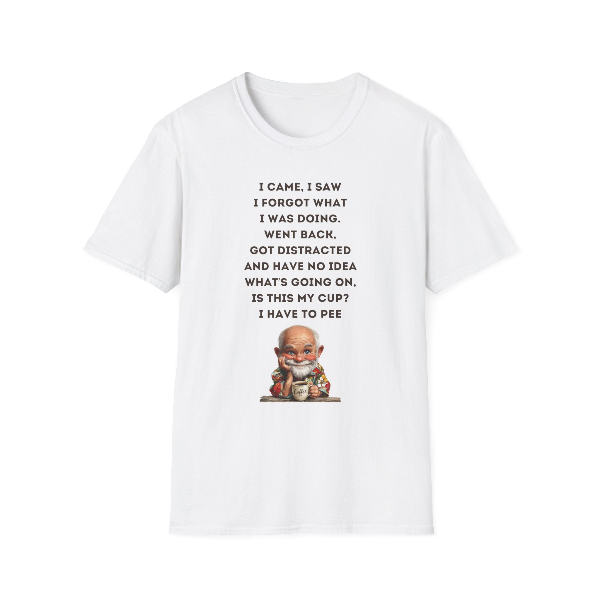 Funny Forgetful Grandpa Quote T-Shirt | Retro Grandpa I Got to Pee Illustration