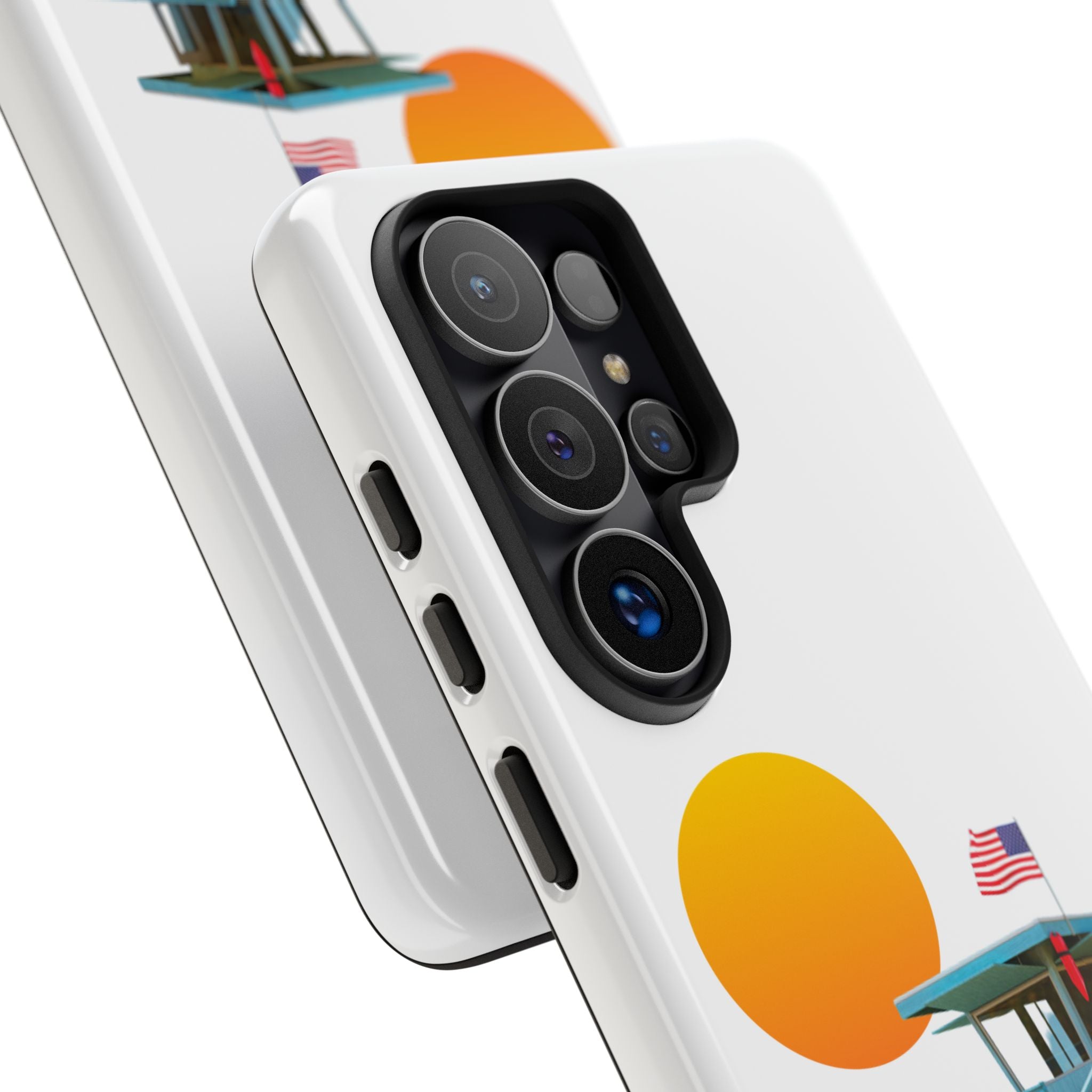 South Bay Lifeguard Stand with American Flag Tough Phone Cases