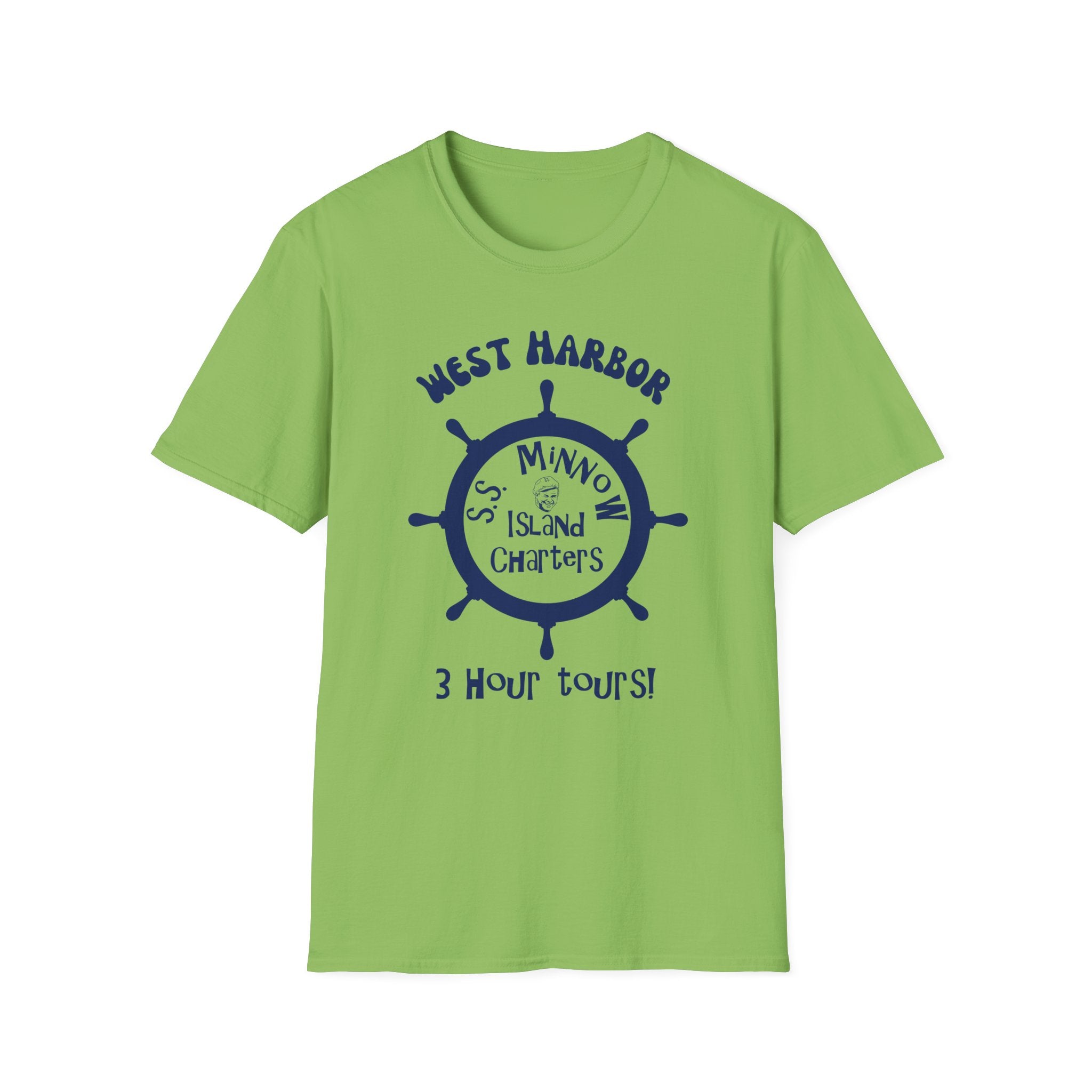 West Harbor San Pedro Ship Wheel Minno Island Charters T-Shirt | 3 Hour Tours