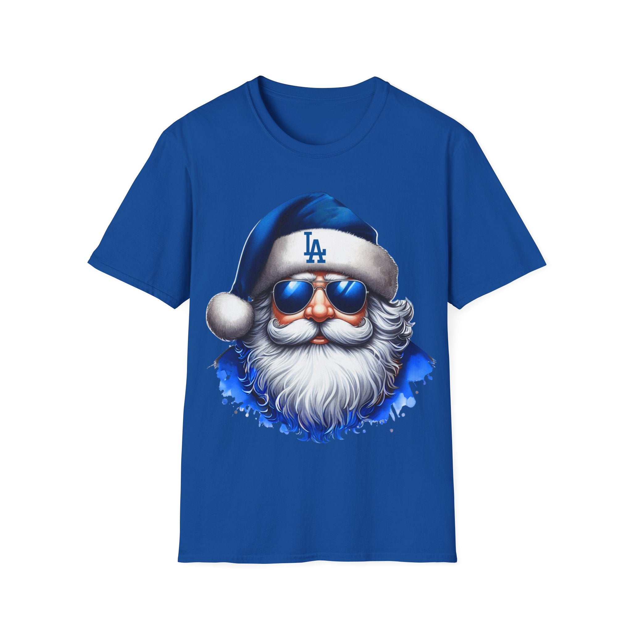 Blue Los Angeles Doyers Santa Tee | Santa Hat Graphic T-Shirt #Doyers