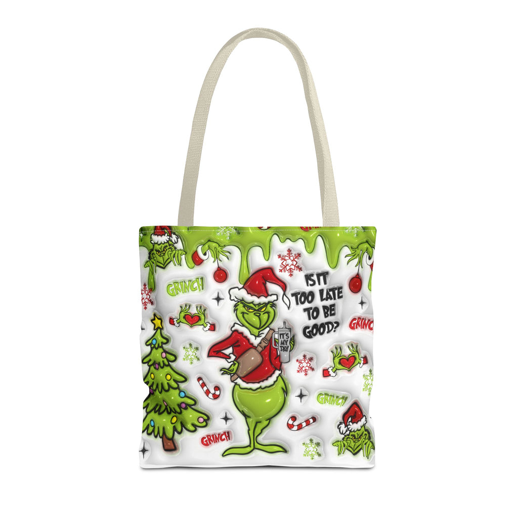 Christmas Tote Bag, Holiday Shopping Bag, Grinch Gift, Festive Reusable Bag, Cute Winter Accessory