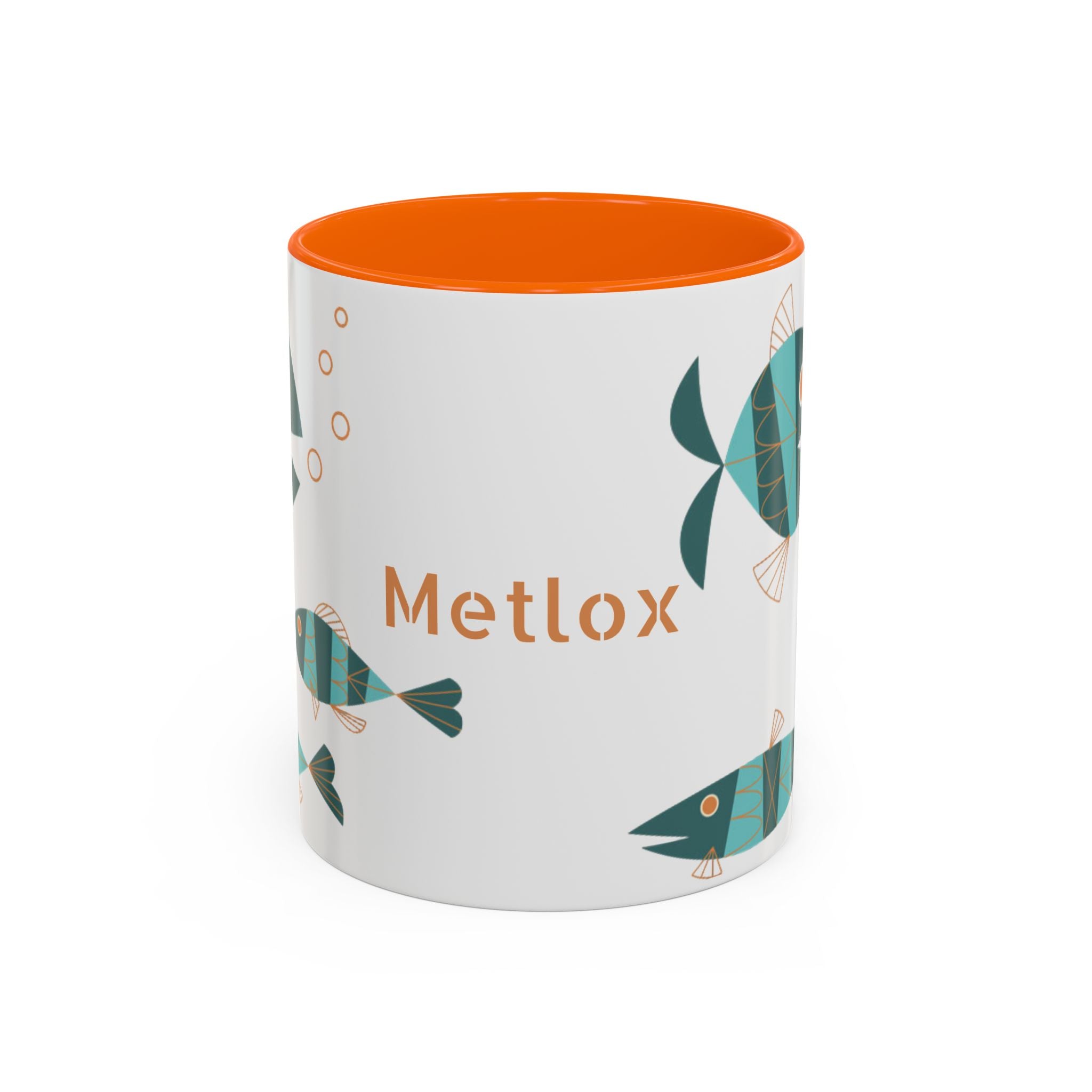 Metlox Pottery Teal Geometric Fish Mug | Accent Coffee Mug