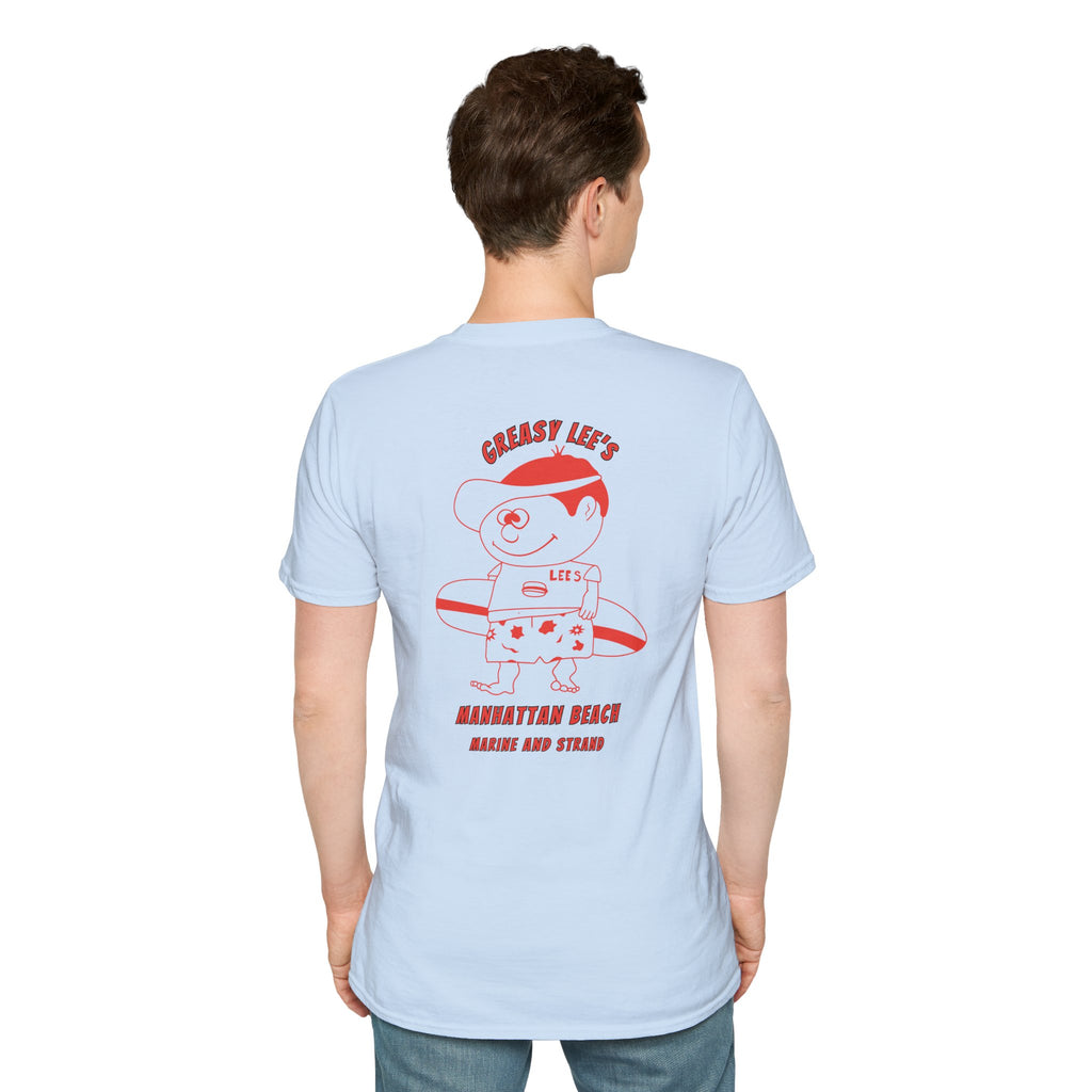Greasy Lee's Manhattan Beach Old School T-Shirt | Marine and Strand Manhattan Beach Vintage Surf Design