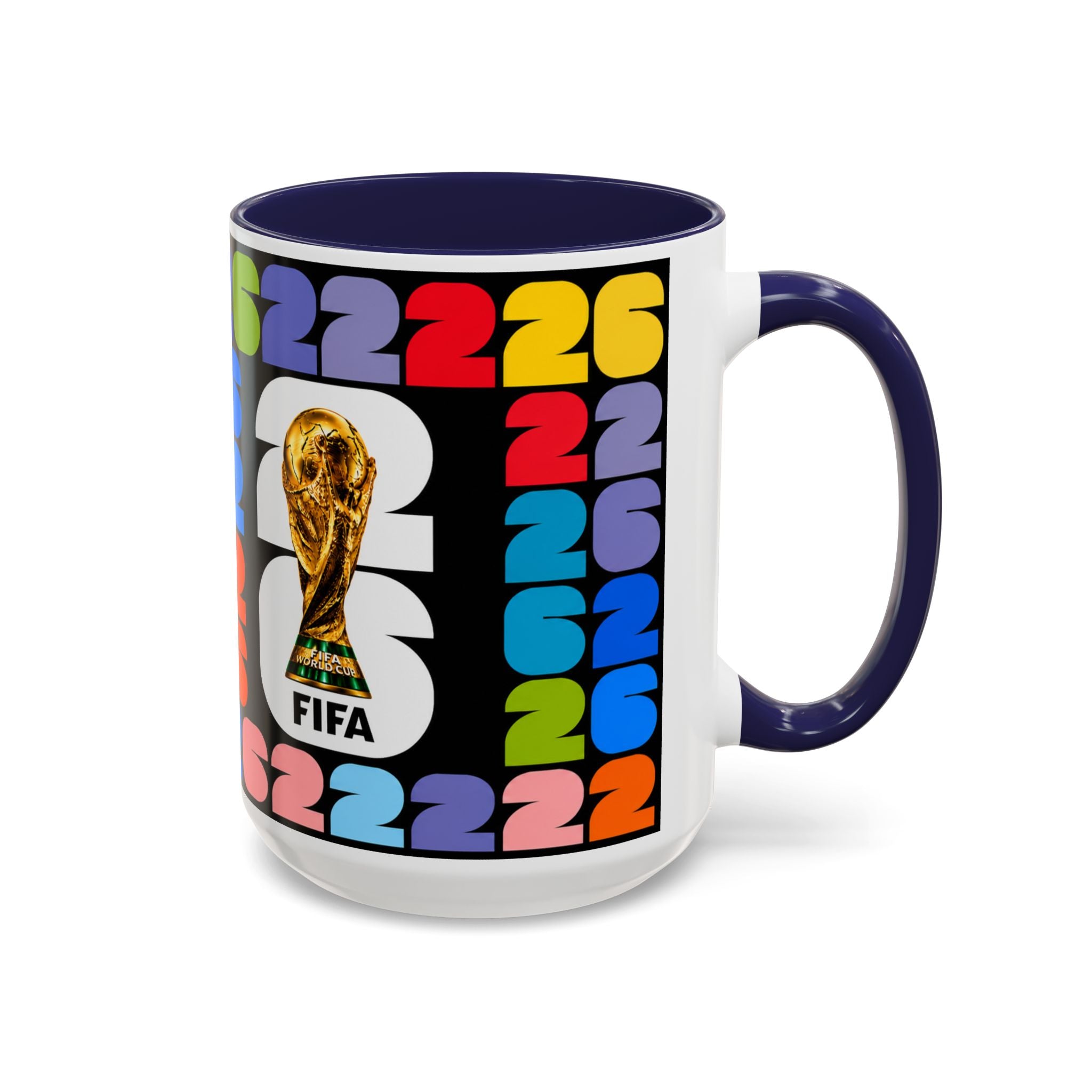2026 World Cup Accent Coffee Mug – Colorful FIFA Trophy Design (11/15oz)