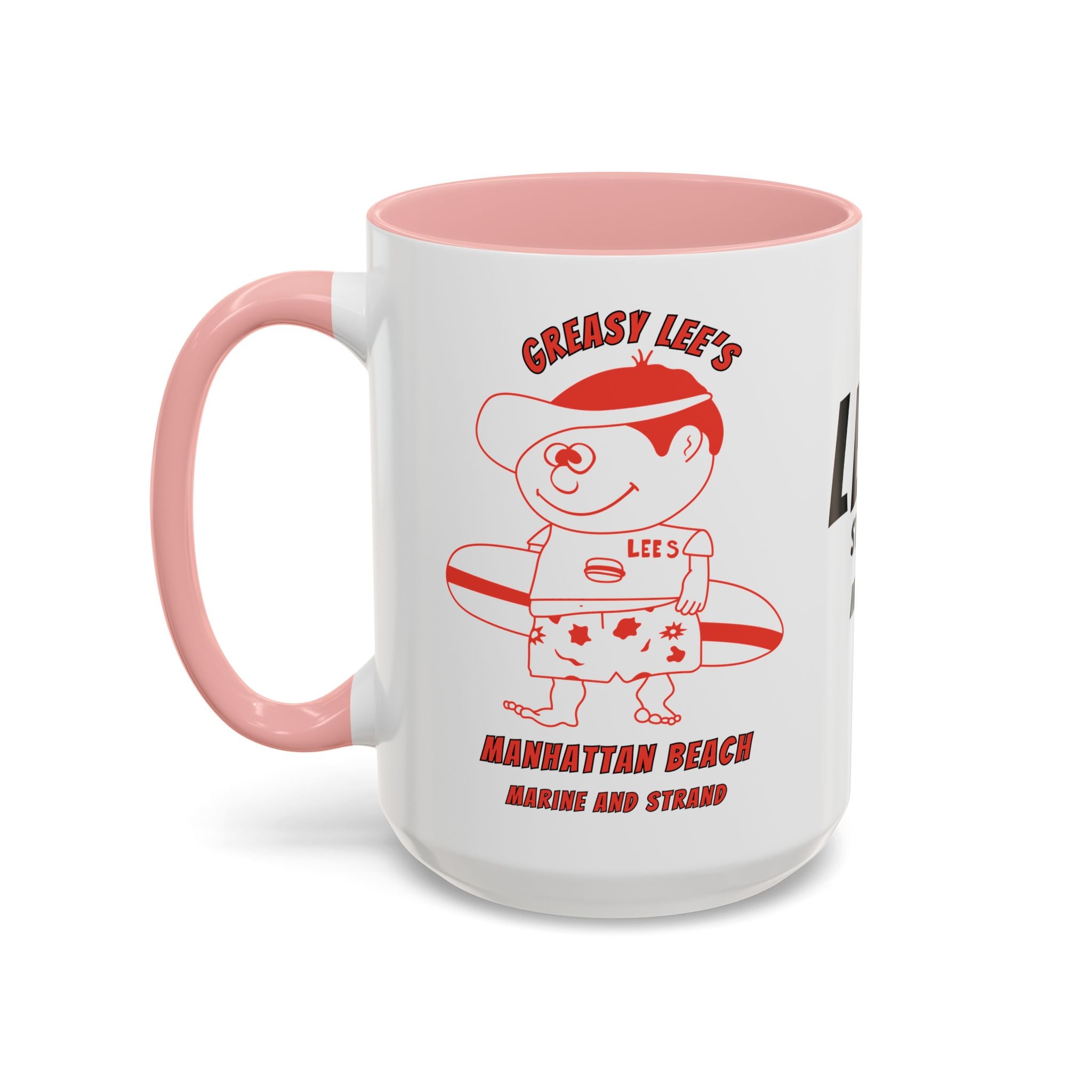 Greasy Lee's Surfer Logo Mug | Marine and Strand Manhattan Beach Old School  Accent Coffee Mug 11oz 15oz