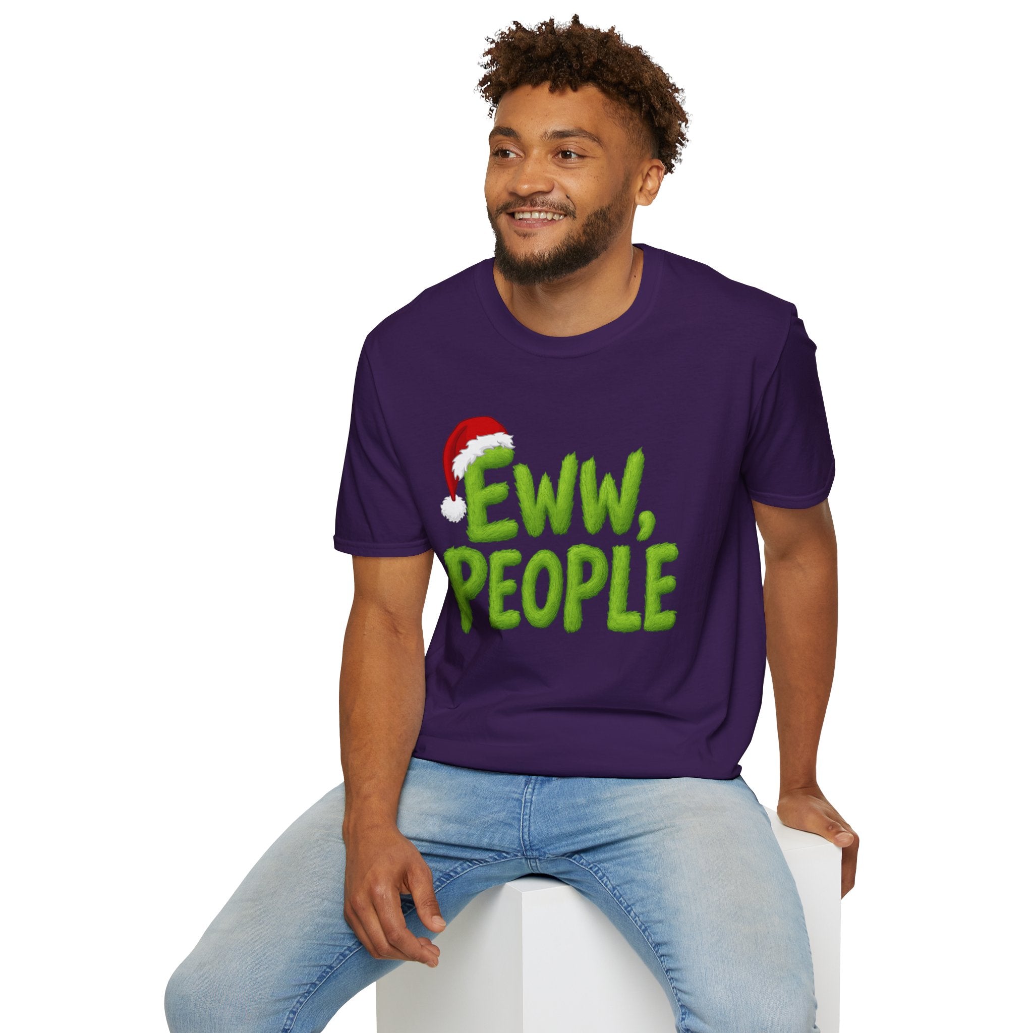 Eww, People T-Shirt | Funny Grinchy Santa Hat Holiday Tee
