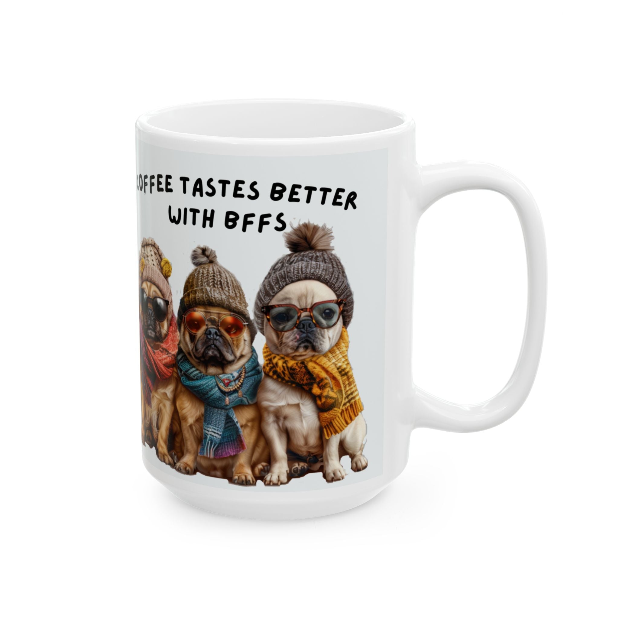 Cozy Pugs in Scarves Mug | Coffee Lover Ceramic Mug