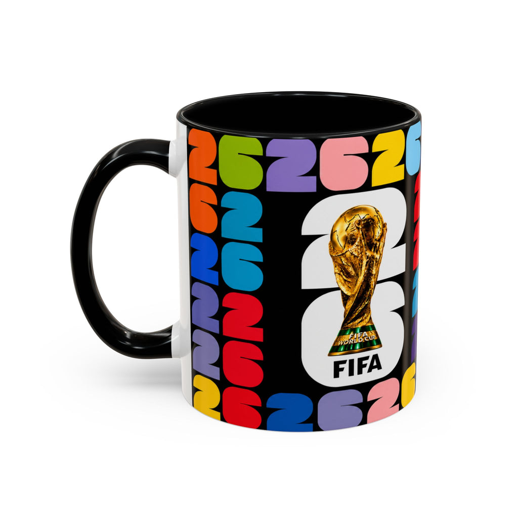 2026 World Cup Accent Coffee Mug – Colorful FIFA Trophy Design (11/15oz)