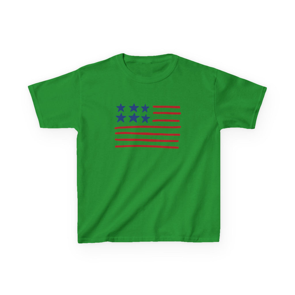 Stars and Stripes  Kids American Flag T-Shirt — Red & Blue Stars Stripe Patriotic Tee