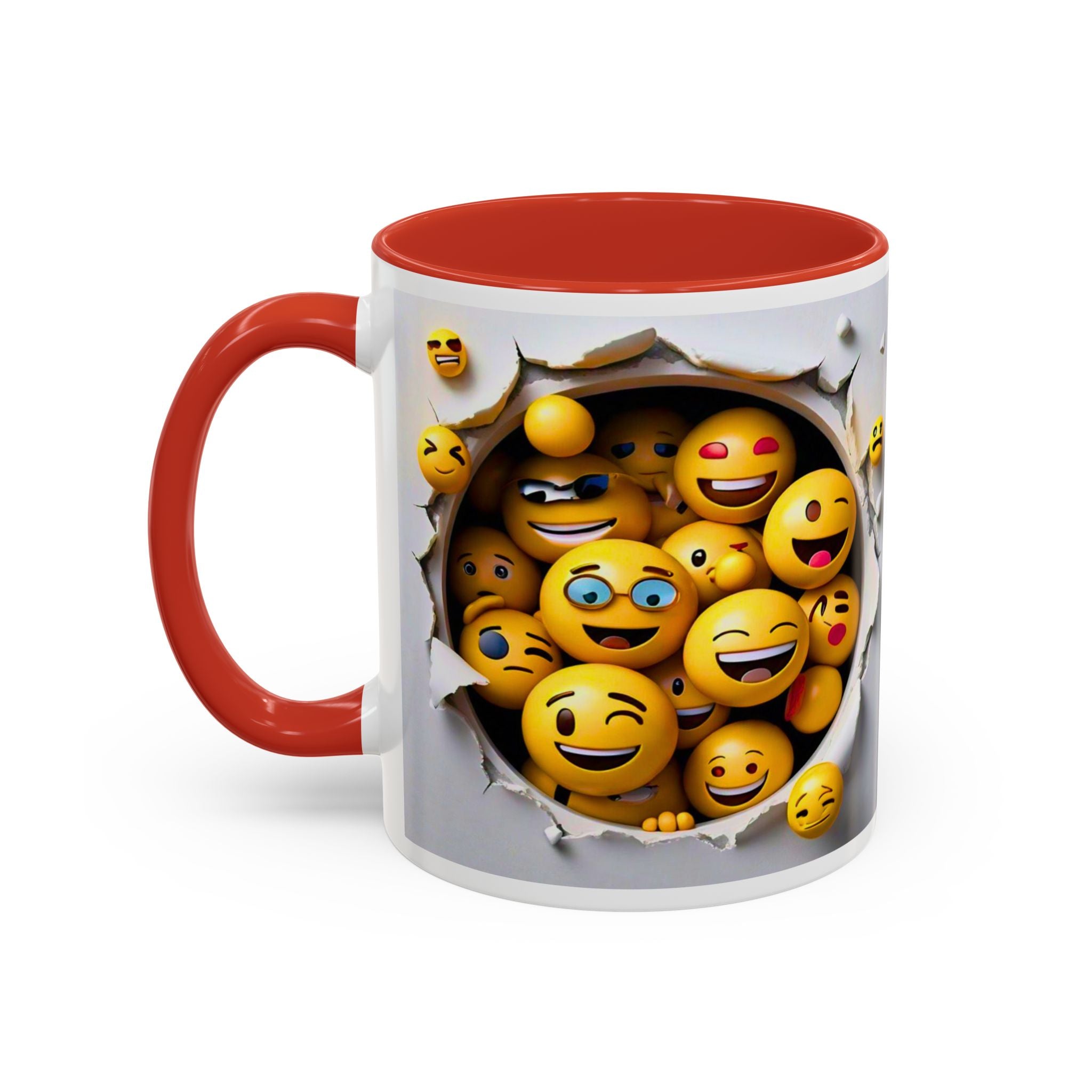 Emoji Explosion Coffee Mug | Accent Inner & Handle Color, 11oz 15oz