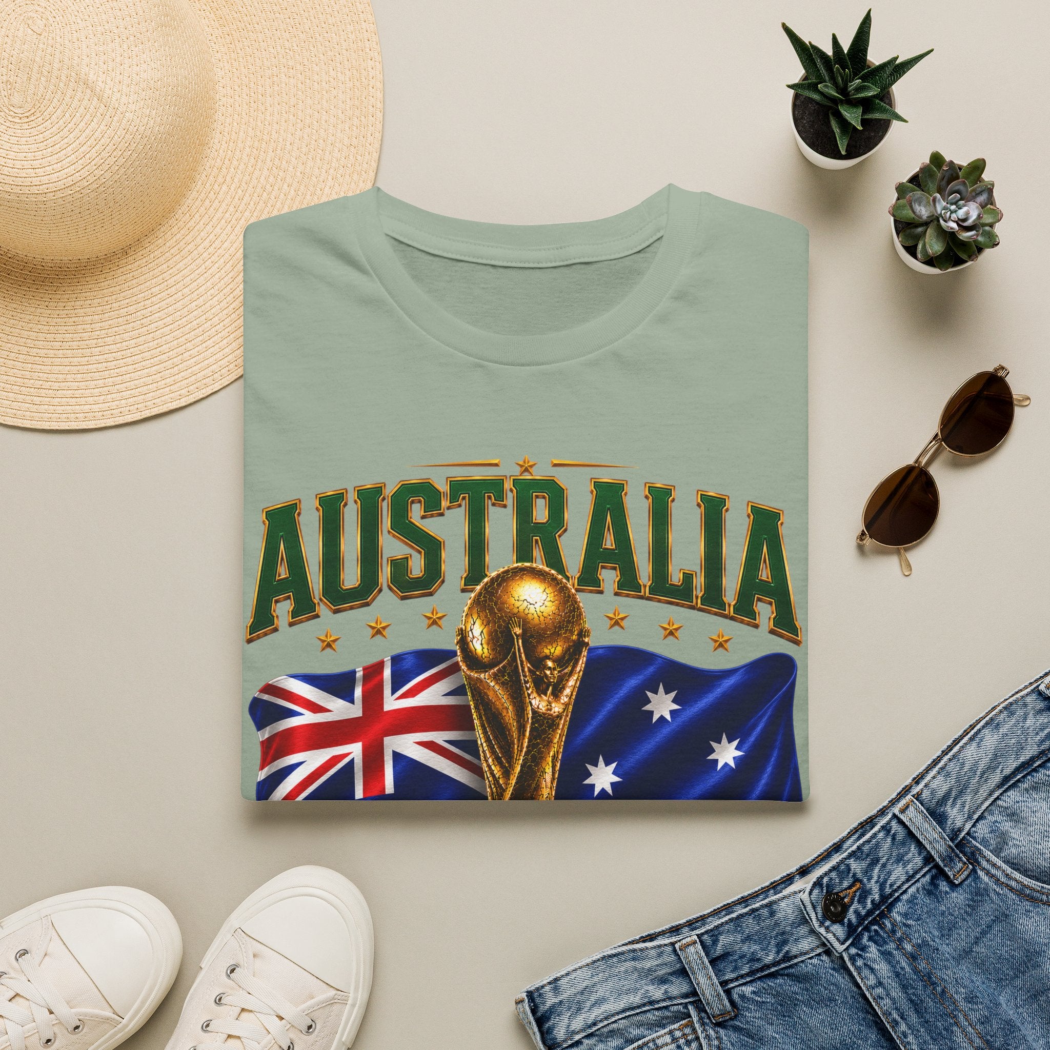 Australia 2026 Soccer World Cup T-Shirt — Aussie Flag & Trophy Design