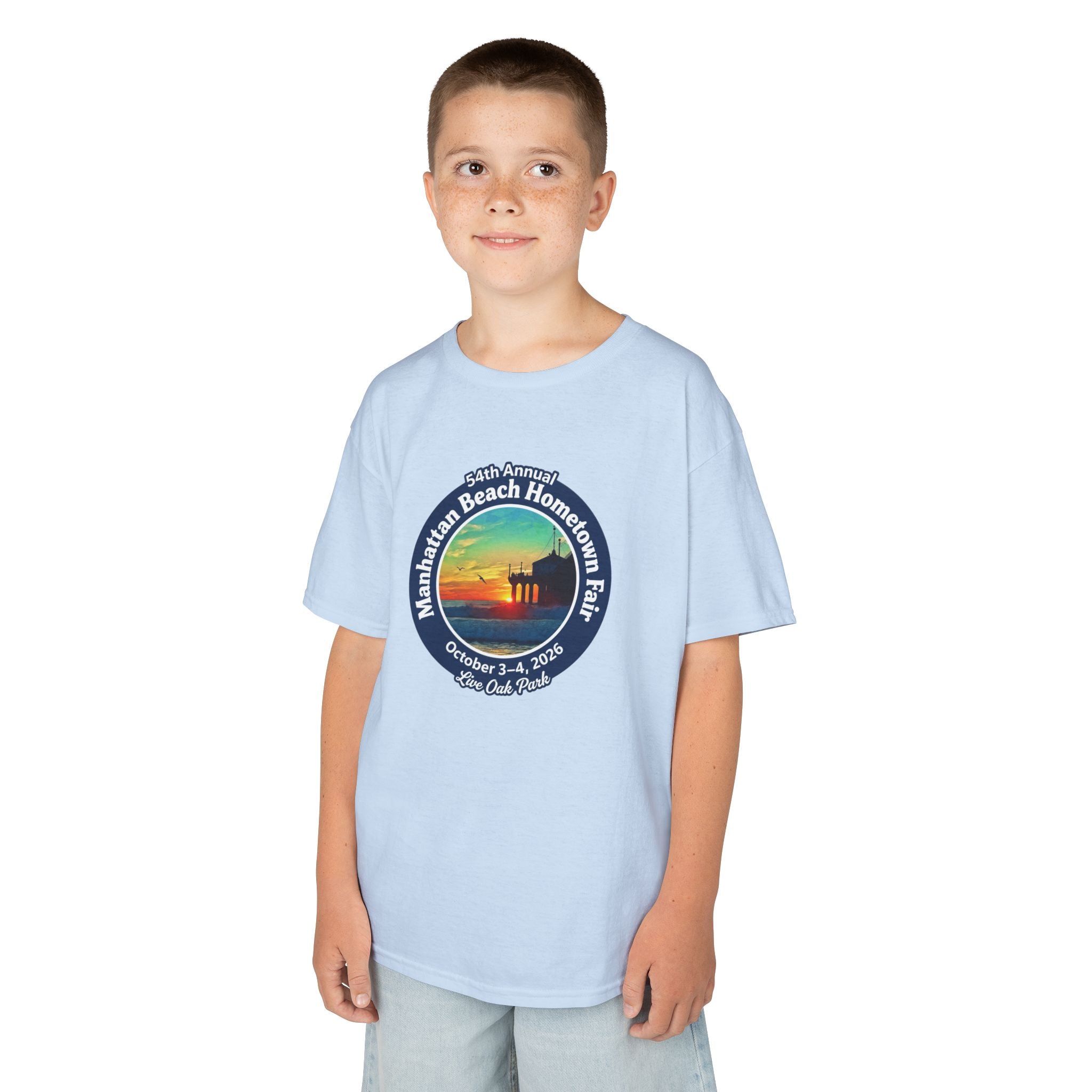 Kids Tee — Manhattan Beach Hometown Fair 2026 Sunset Logo