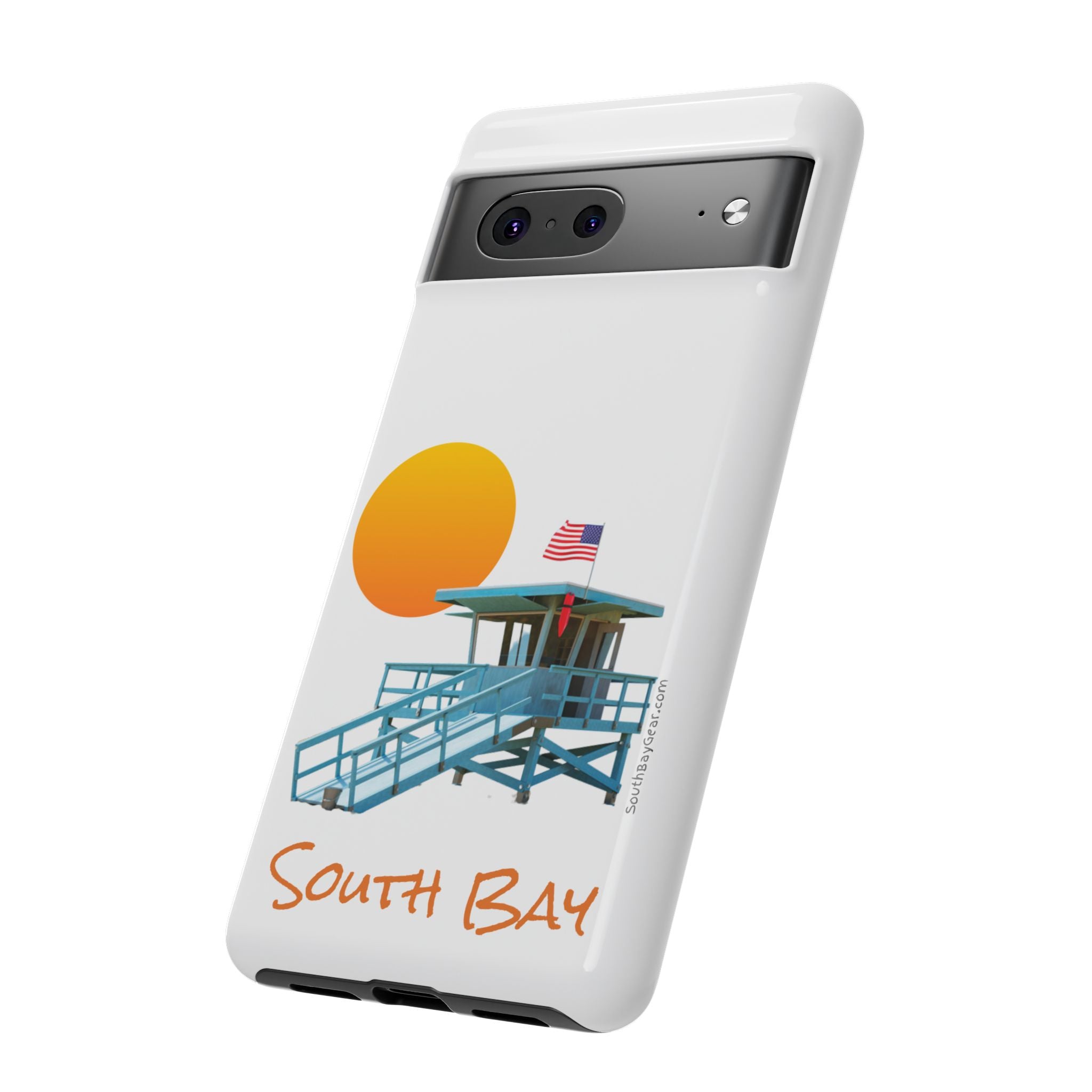 South Bay Lifeguard Stand with American Flag Tough Phone Cases