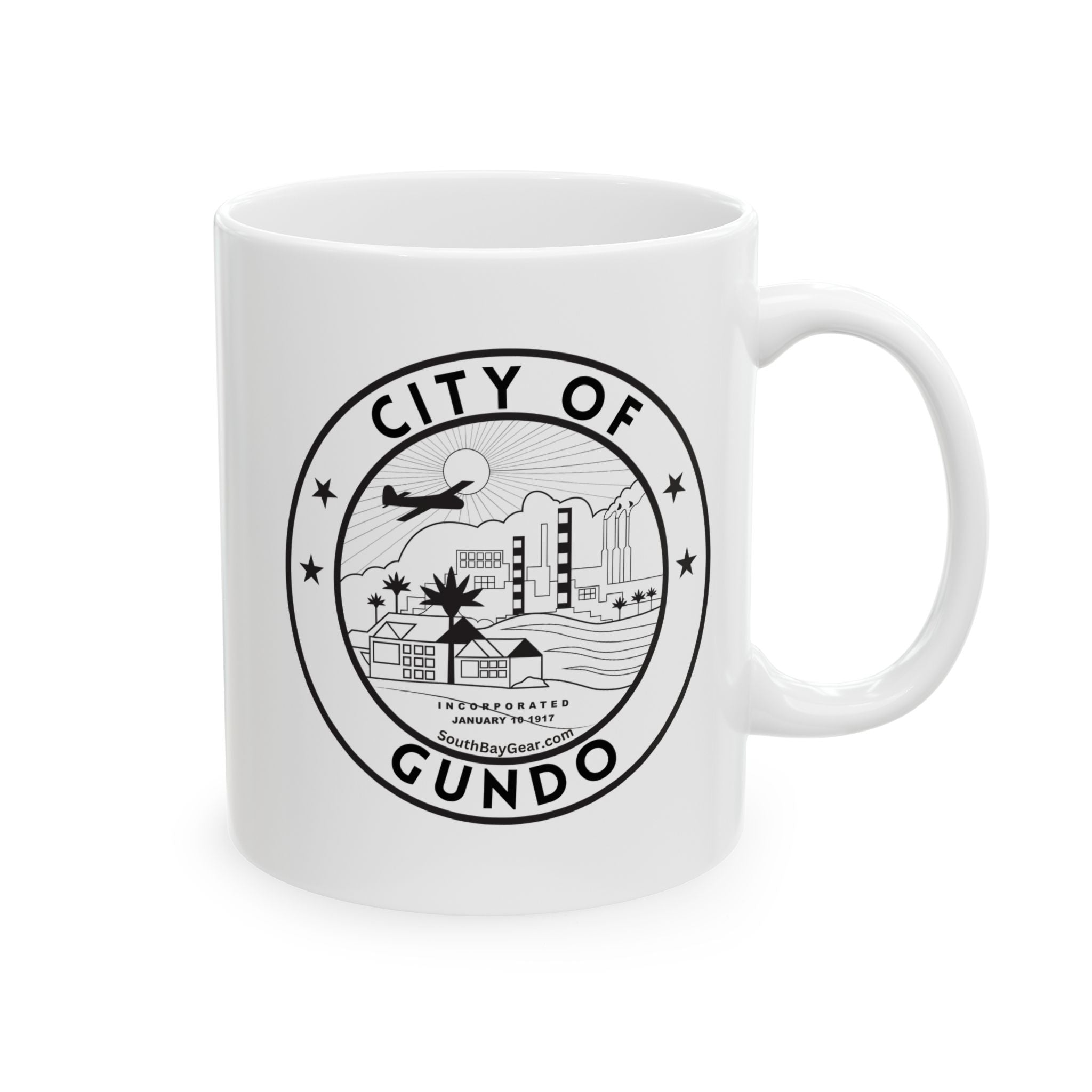 GUNDO Ceramic Mug — City Seal Logo El Segundo Coffee Cup (11oz or 15oz)