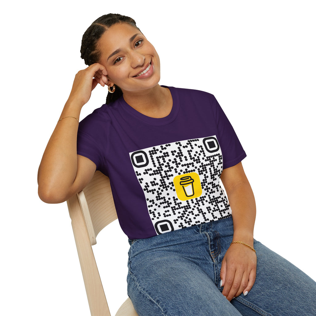QR Code Coffee Cup T‑Shirt — Scan-to-Order Cafe Tee