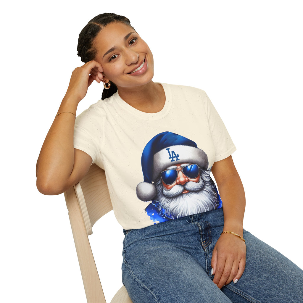 LA Dodgers Blue Santa T-Shirt — Cool Sunglasses Holiday Tee