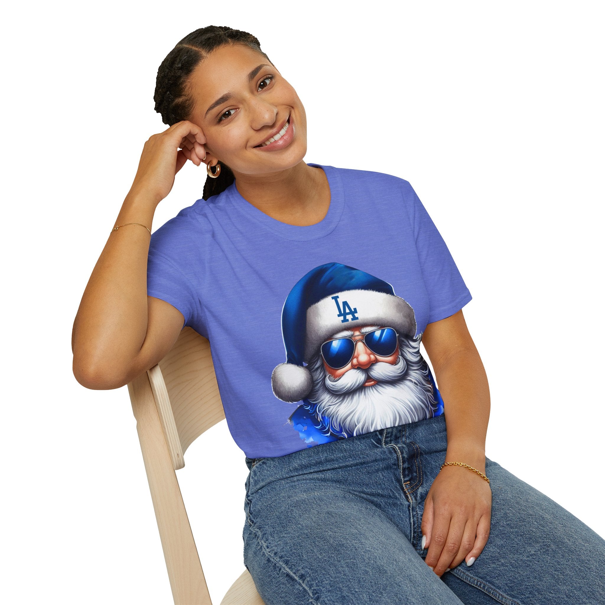 LA Dodgers Blue Santa T-Shirt — Cool Sunglasses Holiday Tee