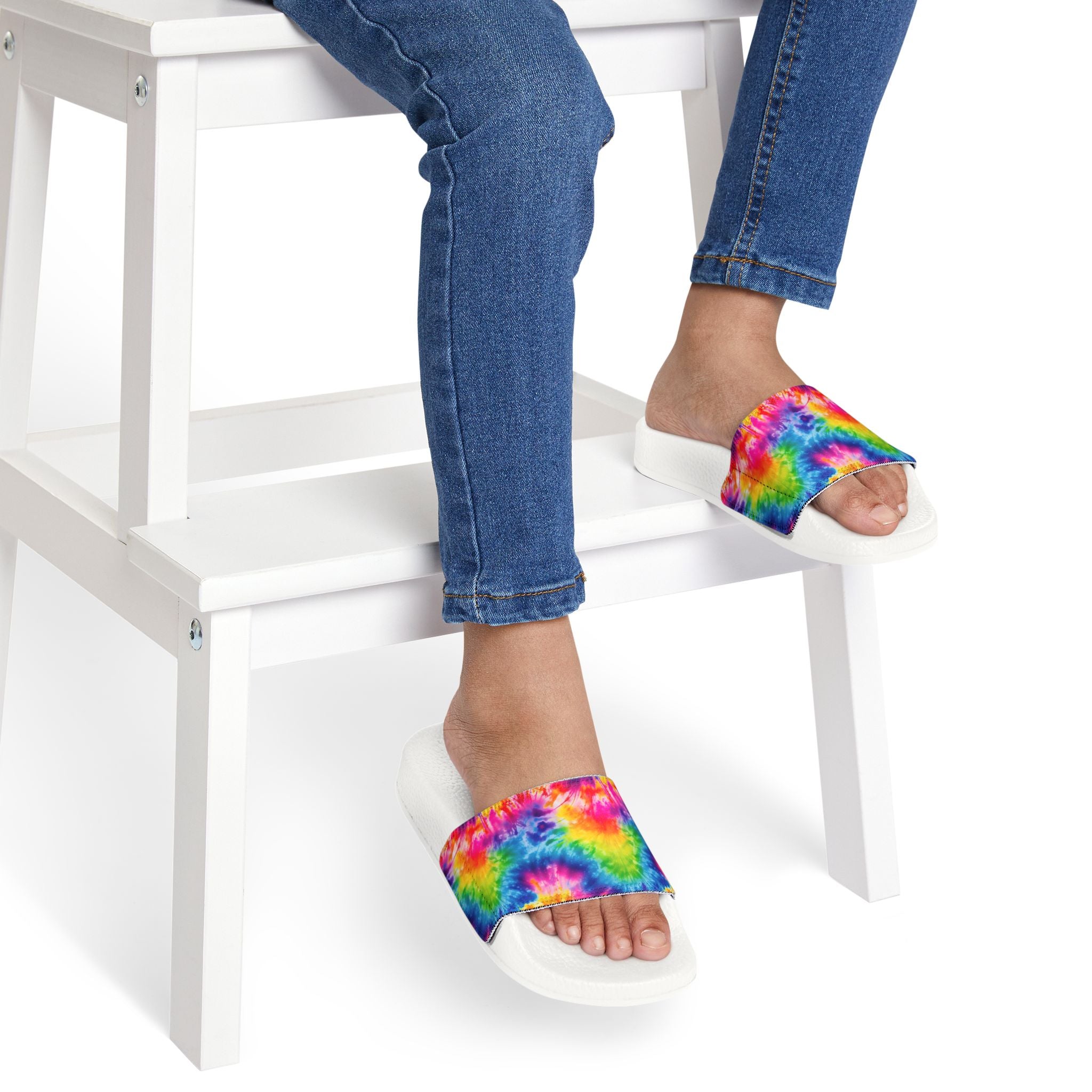 Youth Tie-Dye Slide Sandals — Removable Strap Kids Beach & Pool Slides