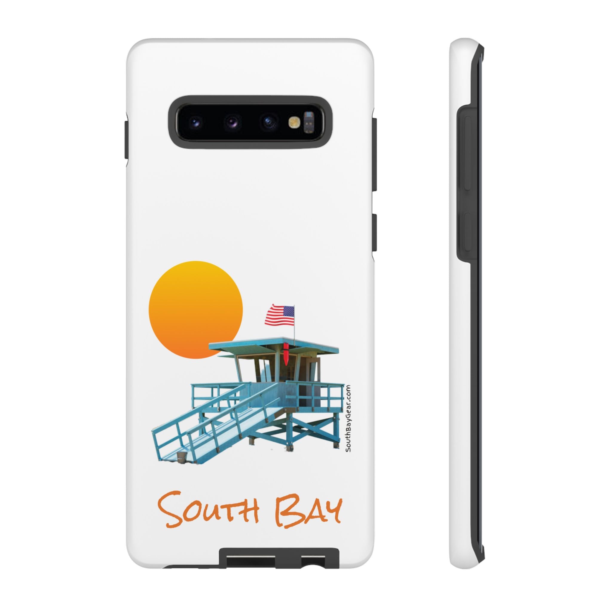 South Bay Lifeguard Stand with American Flag Tough Phone Cases