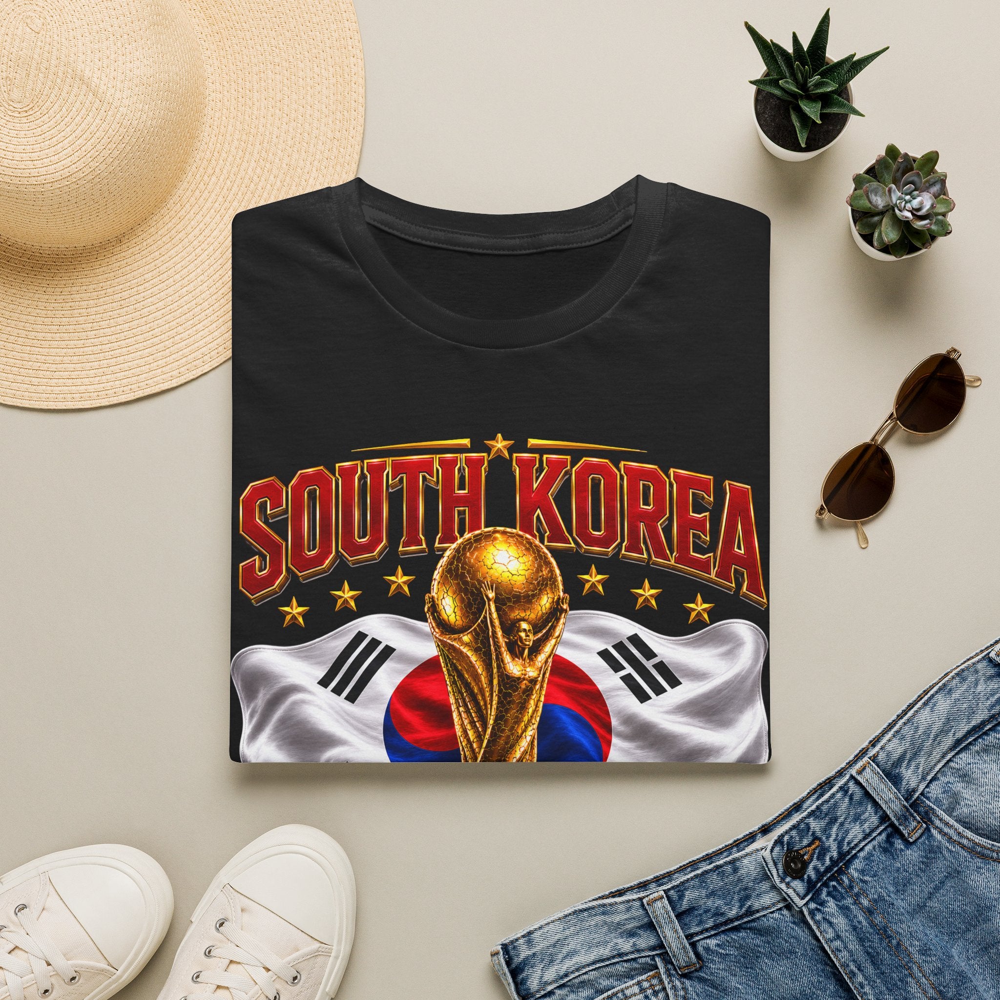 South Korea 2026 Soccer World Cup T-Shirt — Korean Flag & Trophy Football Fan Tee
