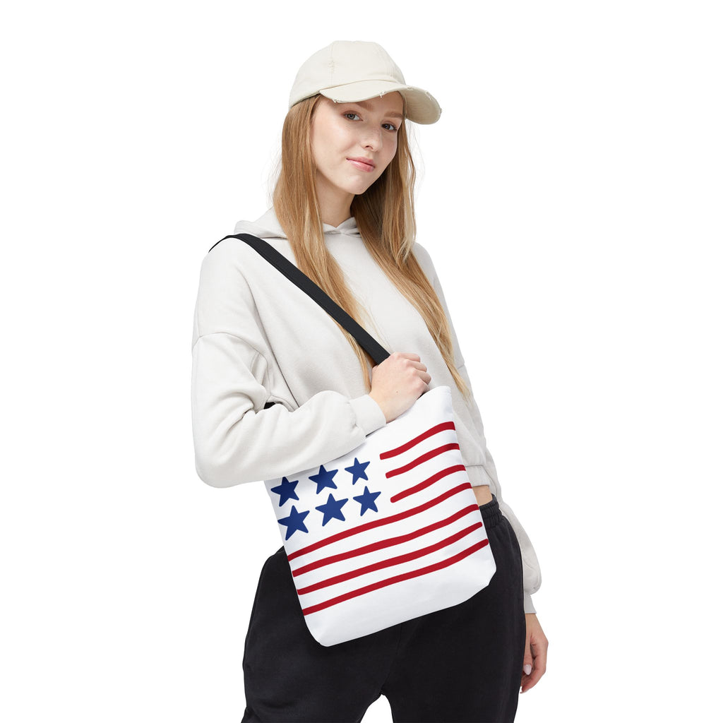 American Flag Stars & Stripes Tote Bag — Patriotic Canvas Beach Grocery Bag