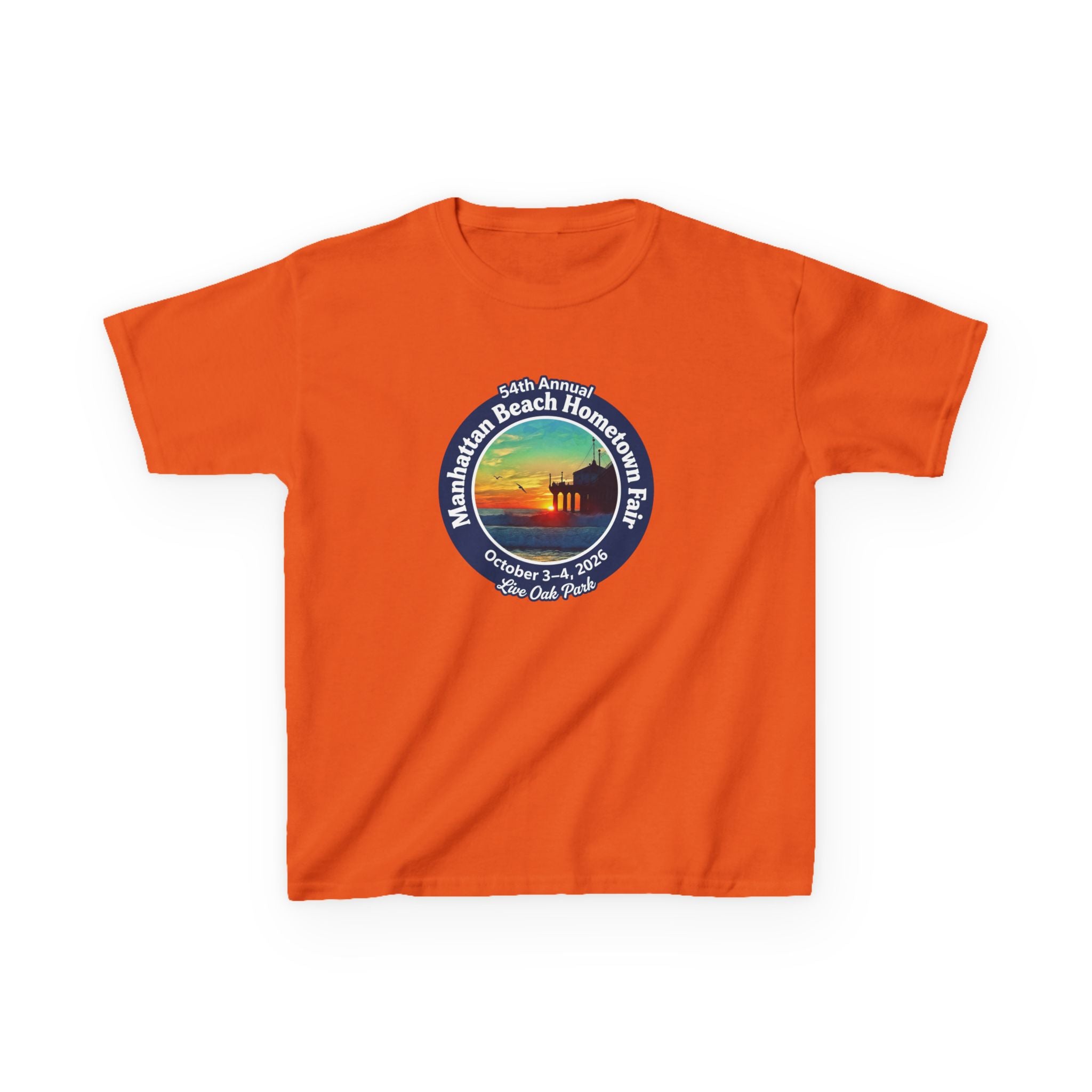 Kids Tee — Manhattan Beach Hometown Fair 2026 Sunset Logo
