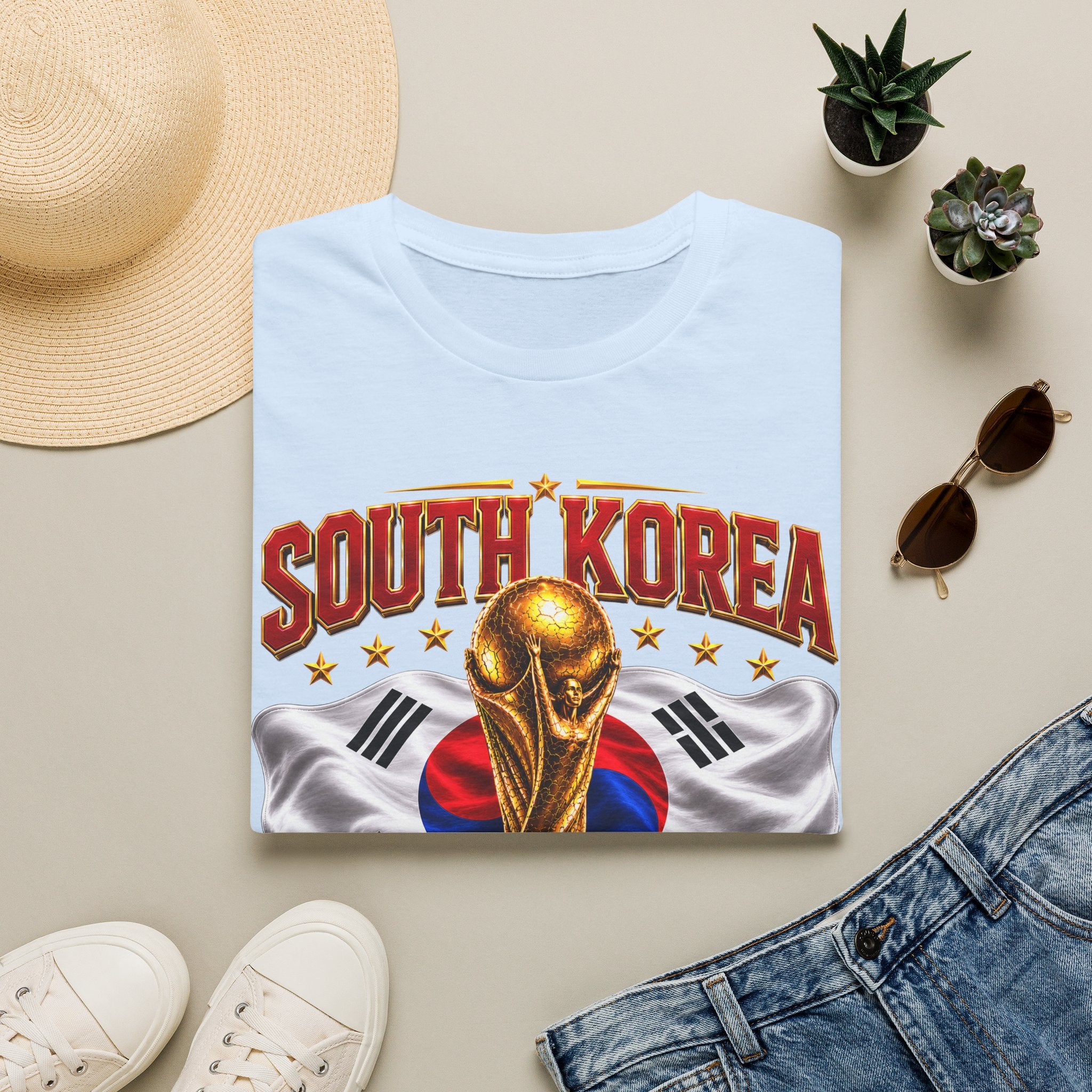 South Korea 2026 Soccer World Cup T-Shirt — Korean Flag & Trophy Football Fan Tee
