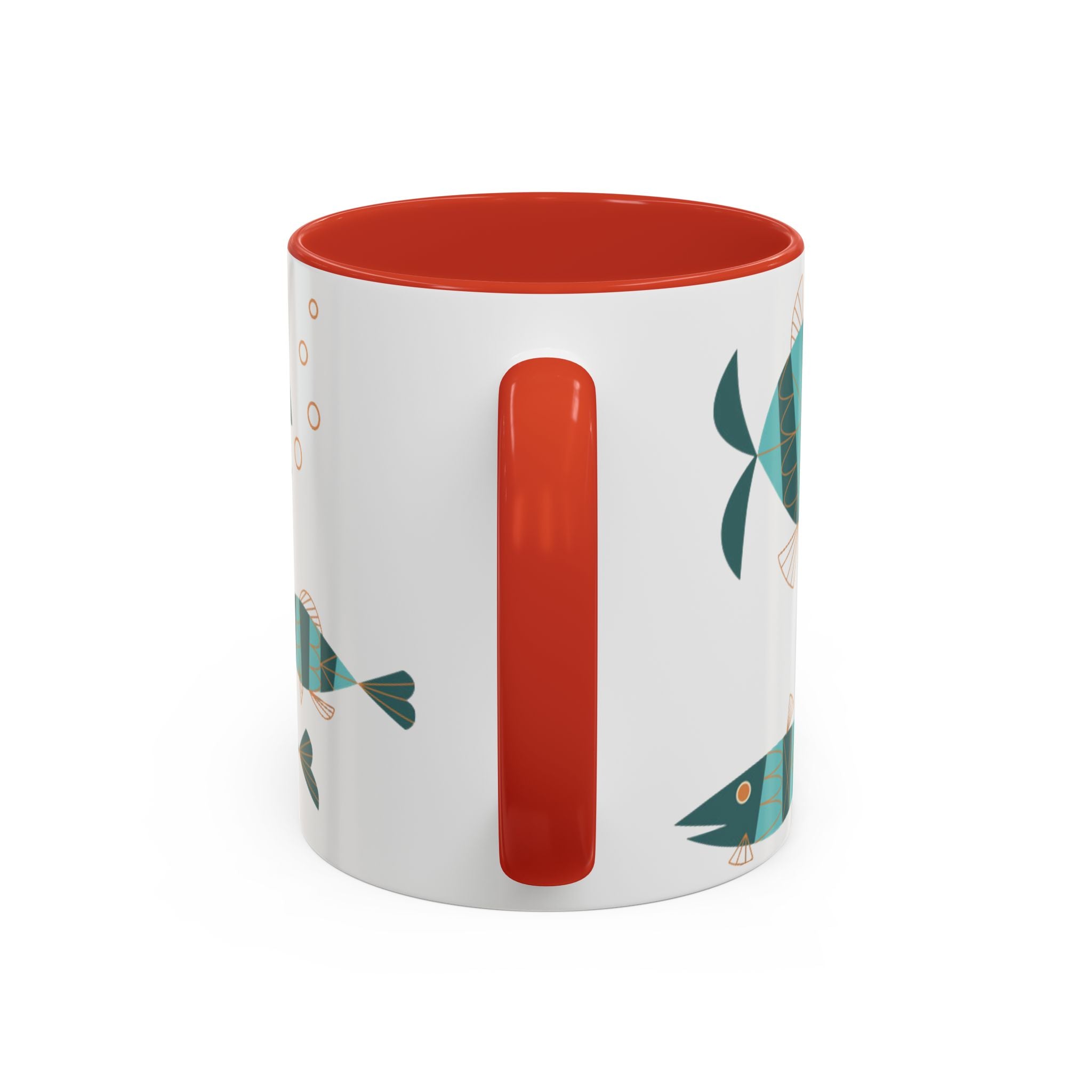 Metlox Pottery Teal Geometric Fish Mug | Accent Coffee Mug