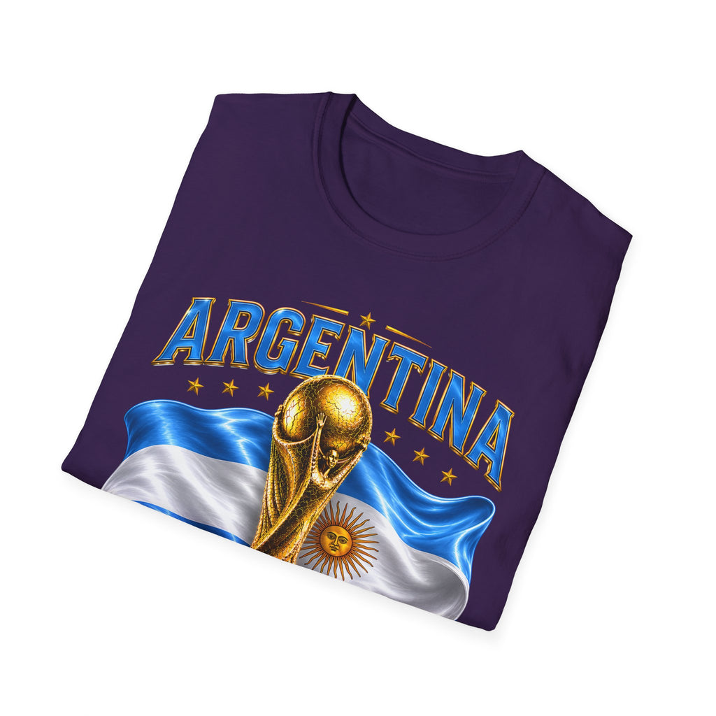 Argentina 2026 World Cup T-Shirt — Golden Trophy & Flag Soccer Fan Tee