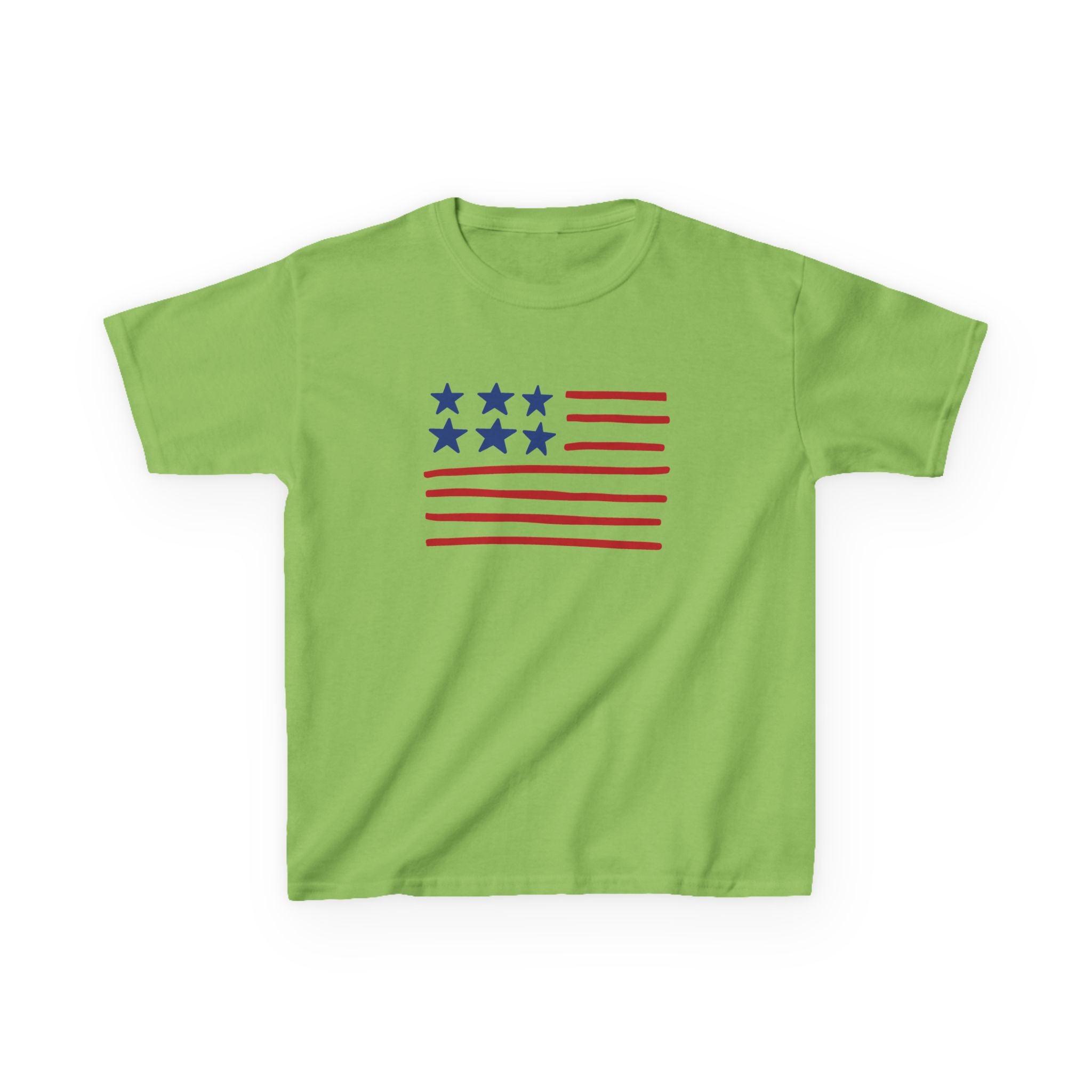 Stars and Stripes  Kids American Flag T-Shirt — Red & Blue Stars Stripe Patriotic Tee
