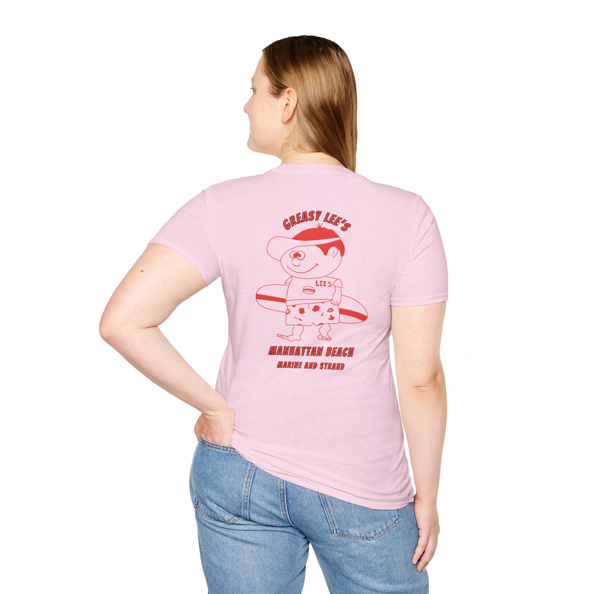 Greasy Lee's Manhattan Beach Old School T-Shirt | Marine and Strand Manhattan Beach Vintage Surf Design