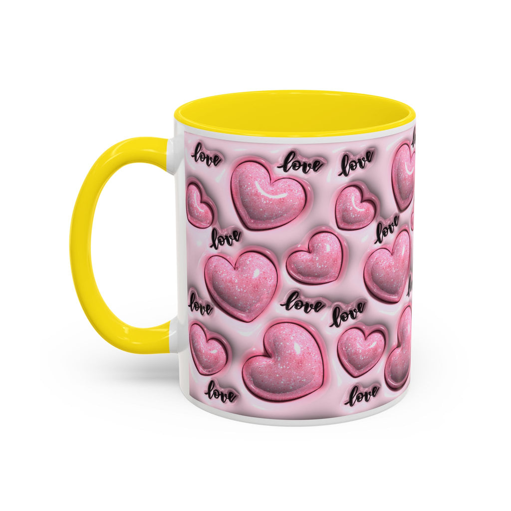 Pink Heart Pattern love Mug | Accent Coffee Mug 11oz 15oz