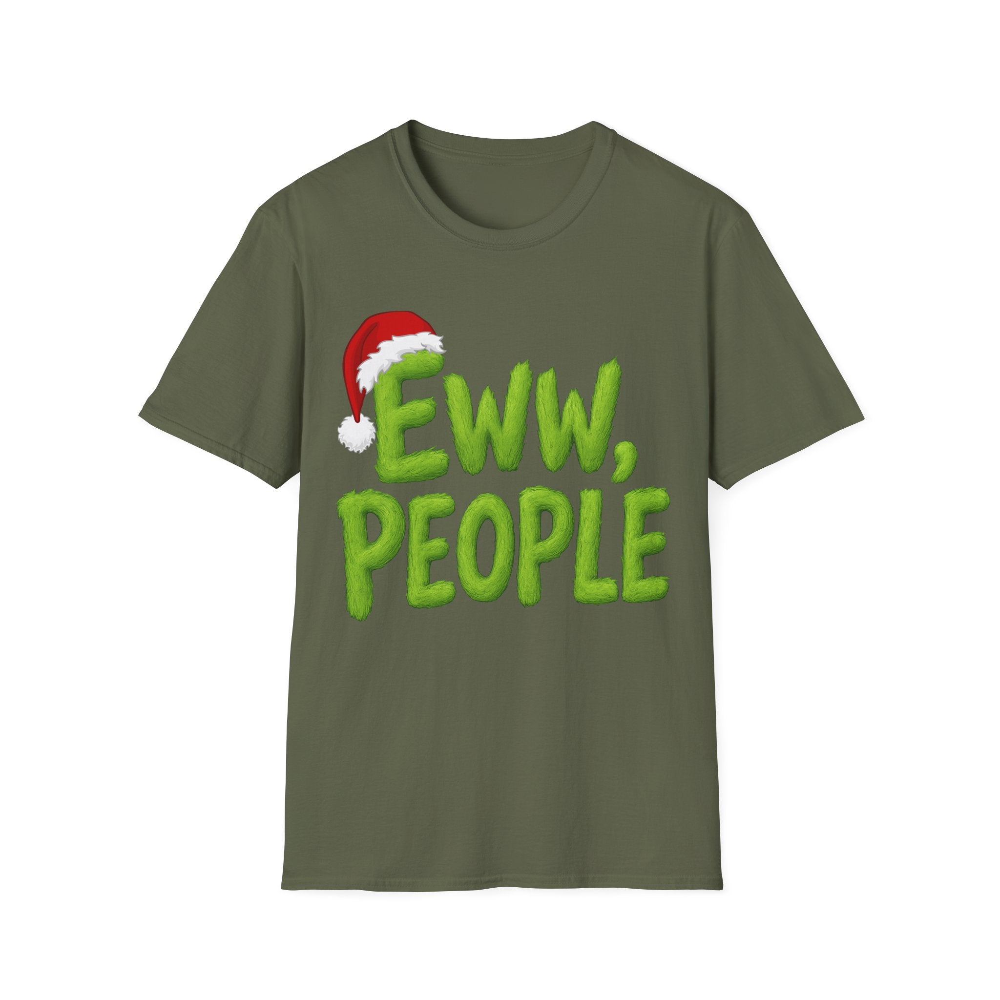 Eww, People T-Shirt | Funny Grinchy Santa Hat Holiday Tee