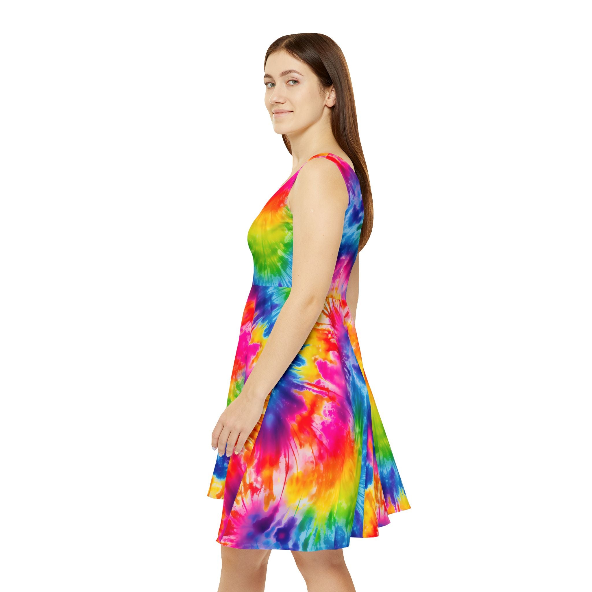 Tie-Dye Rainbow Skater Dress — Women's Bright AOP Summer Dress