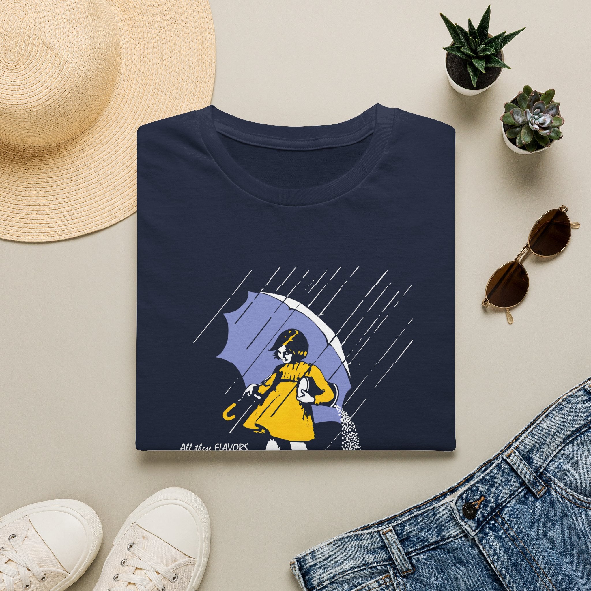 Salty Rainy Day Graphic T-Shirt — Girl with Umbrella Illustration