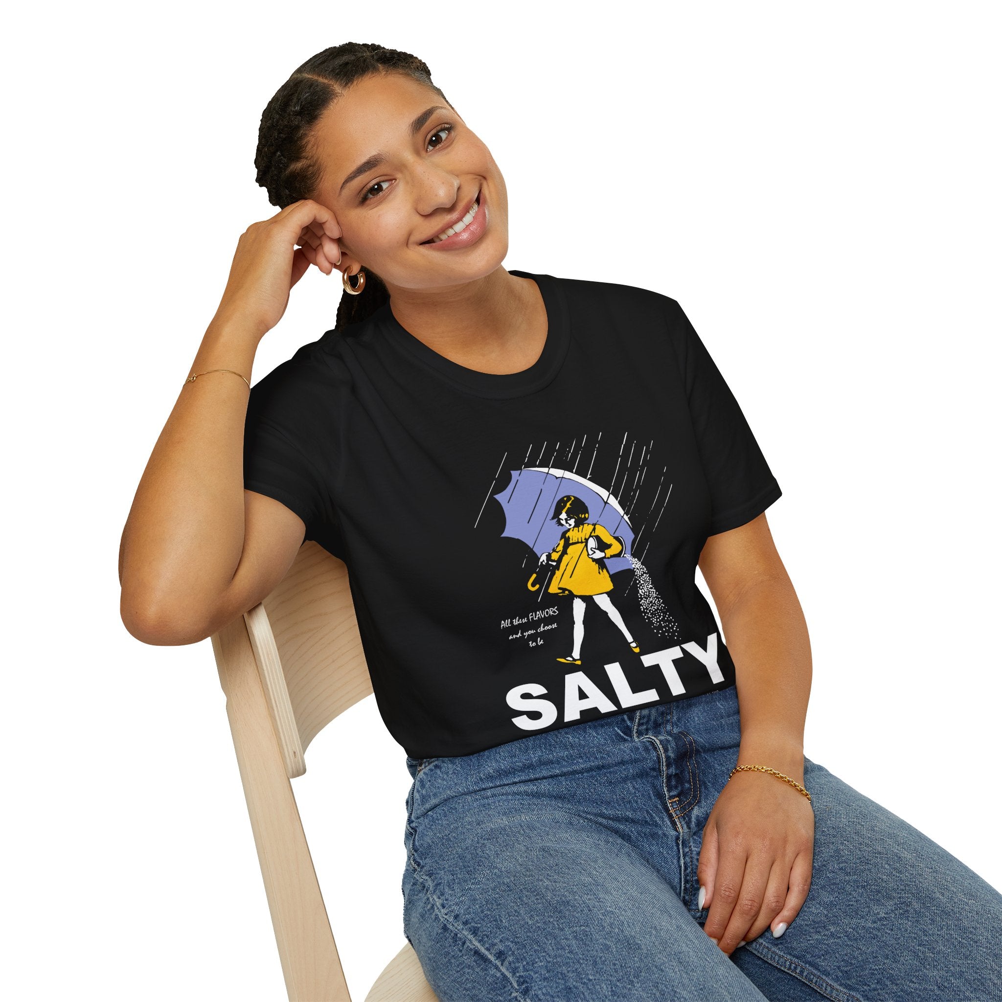 Salty Rainy Day Graphic T-Shirt — Girl with Umbrella Illustration