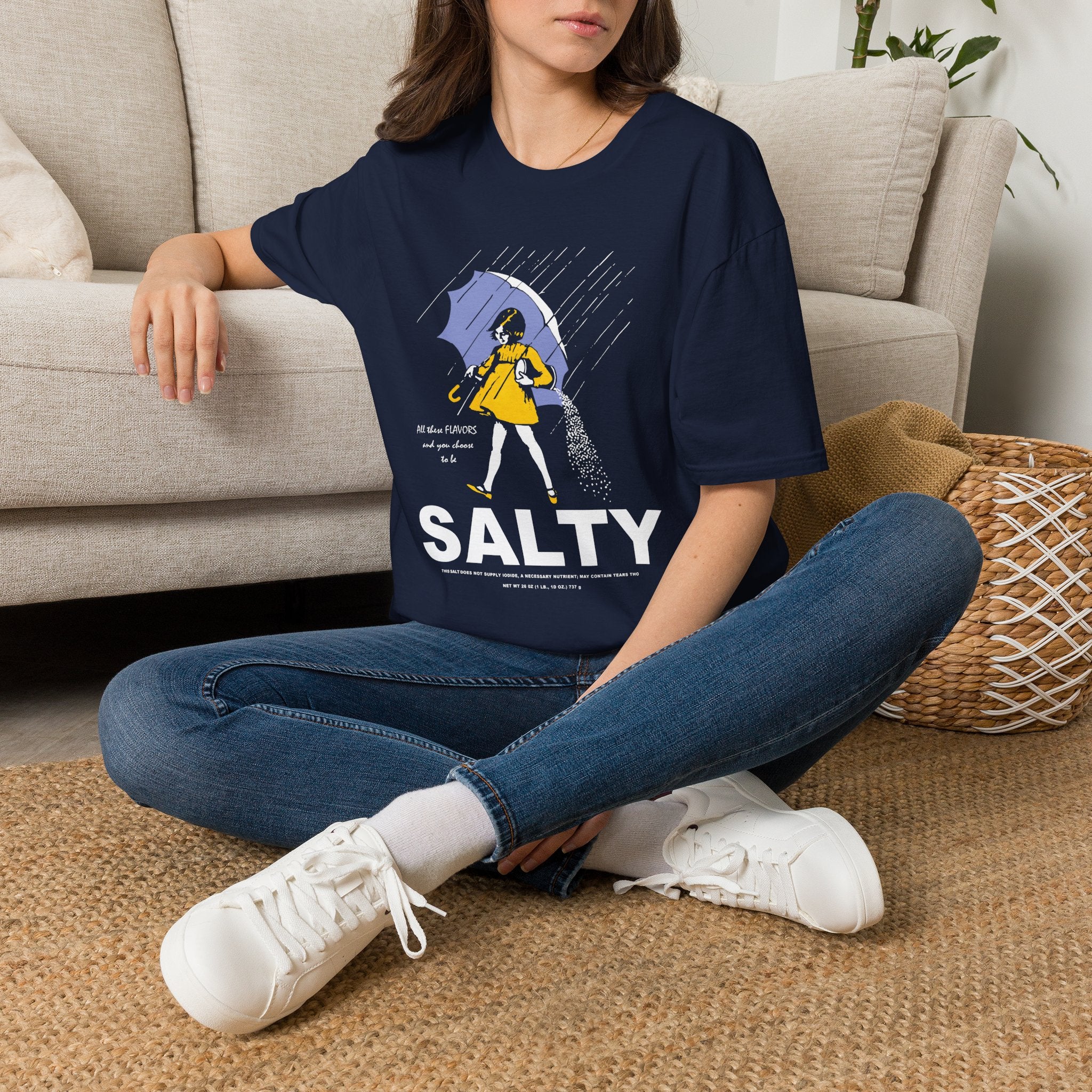 Salty Rainy Day Graphic T-Shirt — Girl with Umbrella Illustration