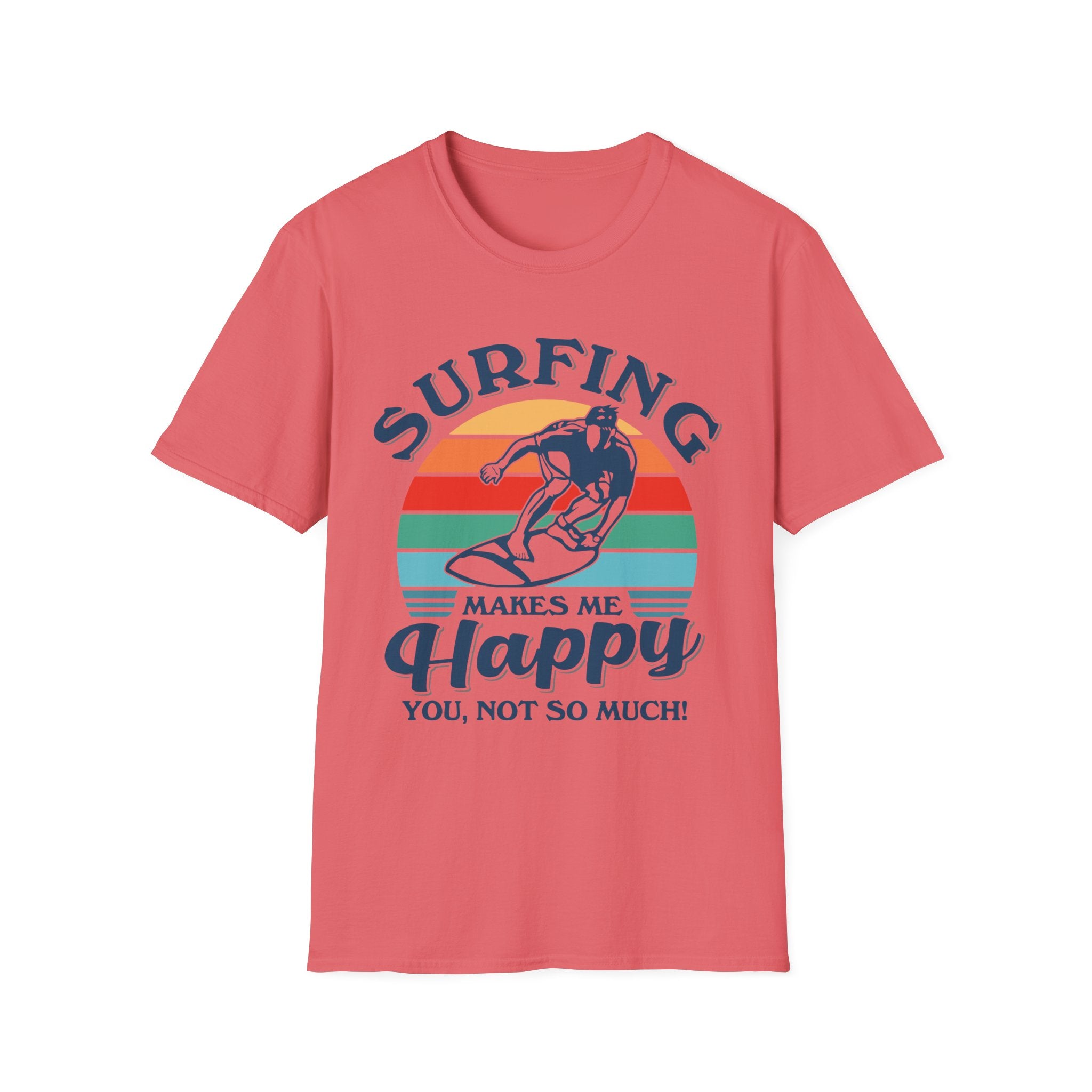 Surfing Makes Me Happy T-Shirt | Retro Sunset Surfer Graphic