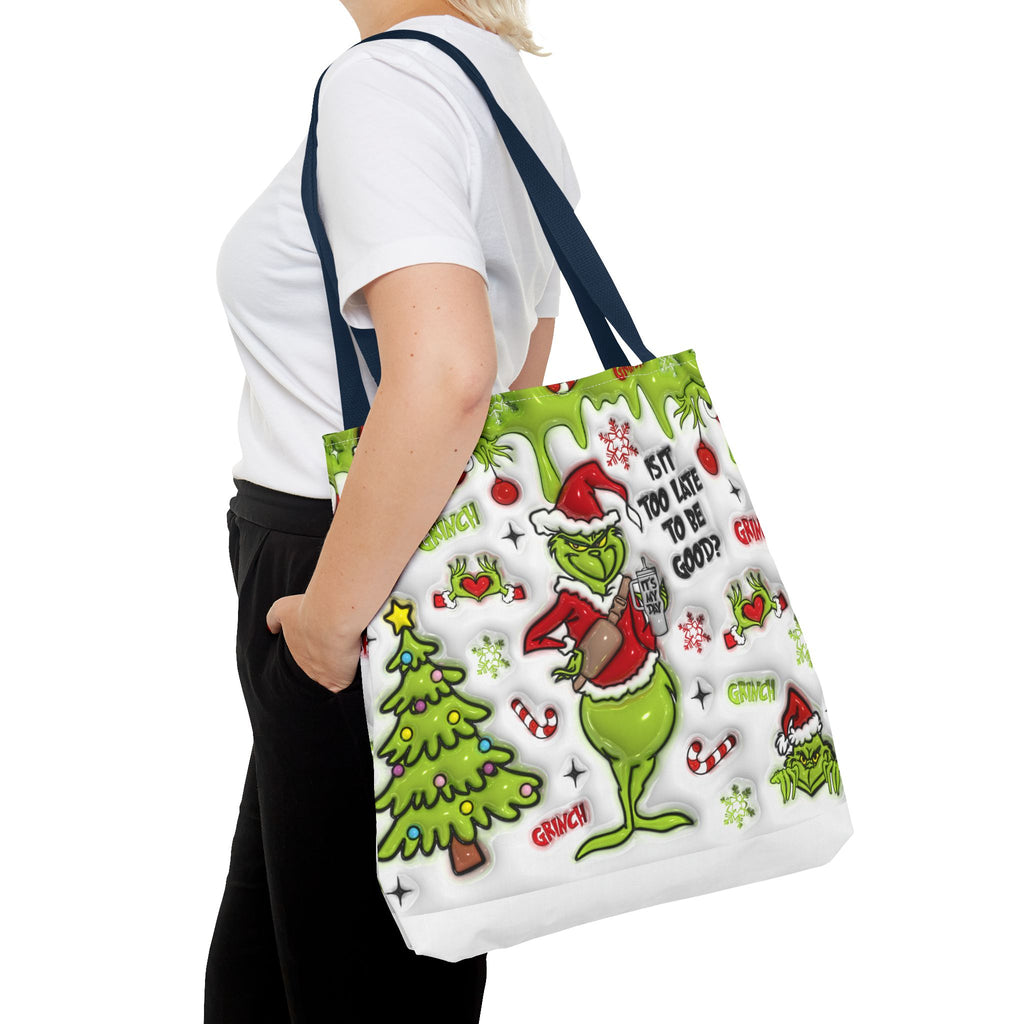 Christmas Tote Bag, Holiday Shopping Bag, Grinch Gift, Festive Reusable Bag, Cute Winter Accessory