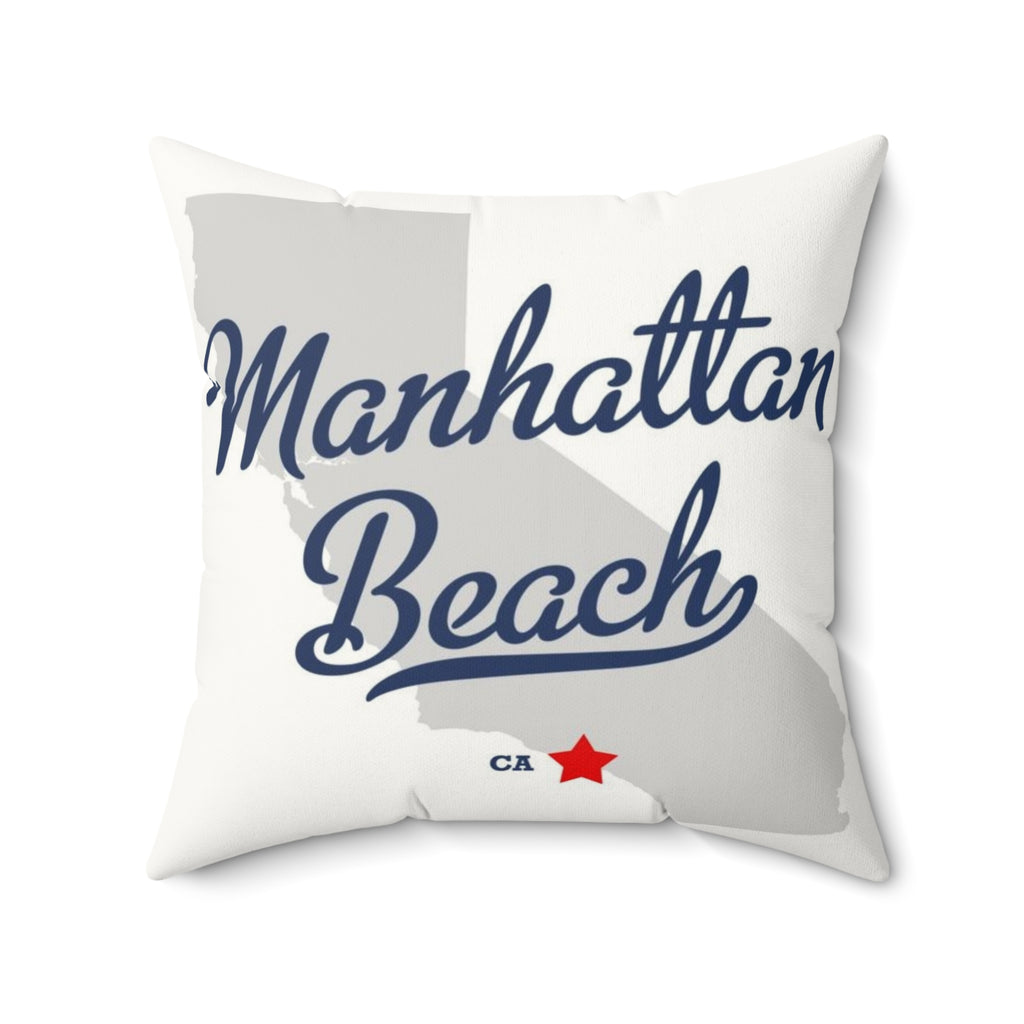 Manhattan Beach California Map - Faux Suede Square Pillow