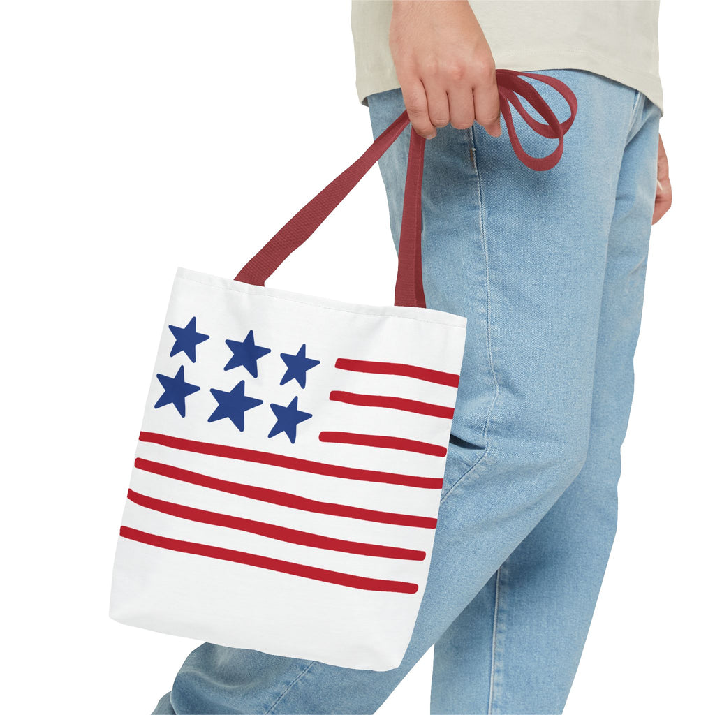 American Flag Stars & Stripes Tote Bag — Patriotic Canvas Beach Grocery Bag