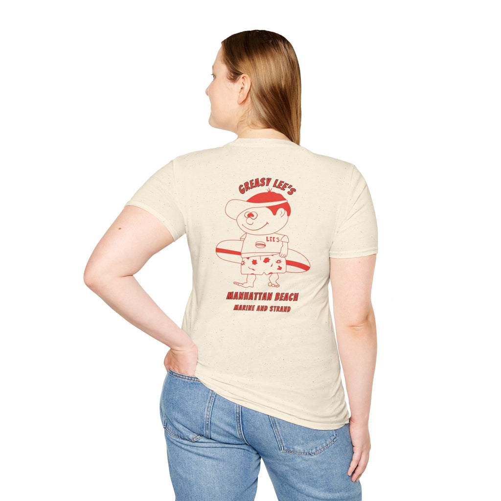 Greasy Lee's Manhattan Beach Old School T-Shirt | Marine and Strand Manhattan Beach Vintage Surf Design