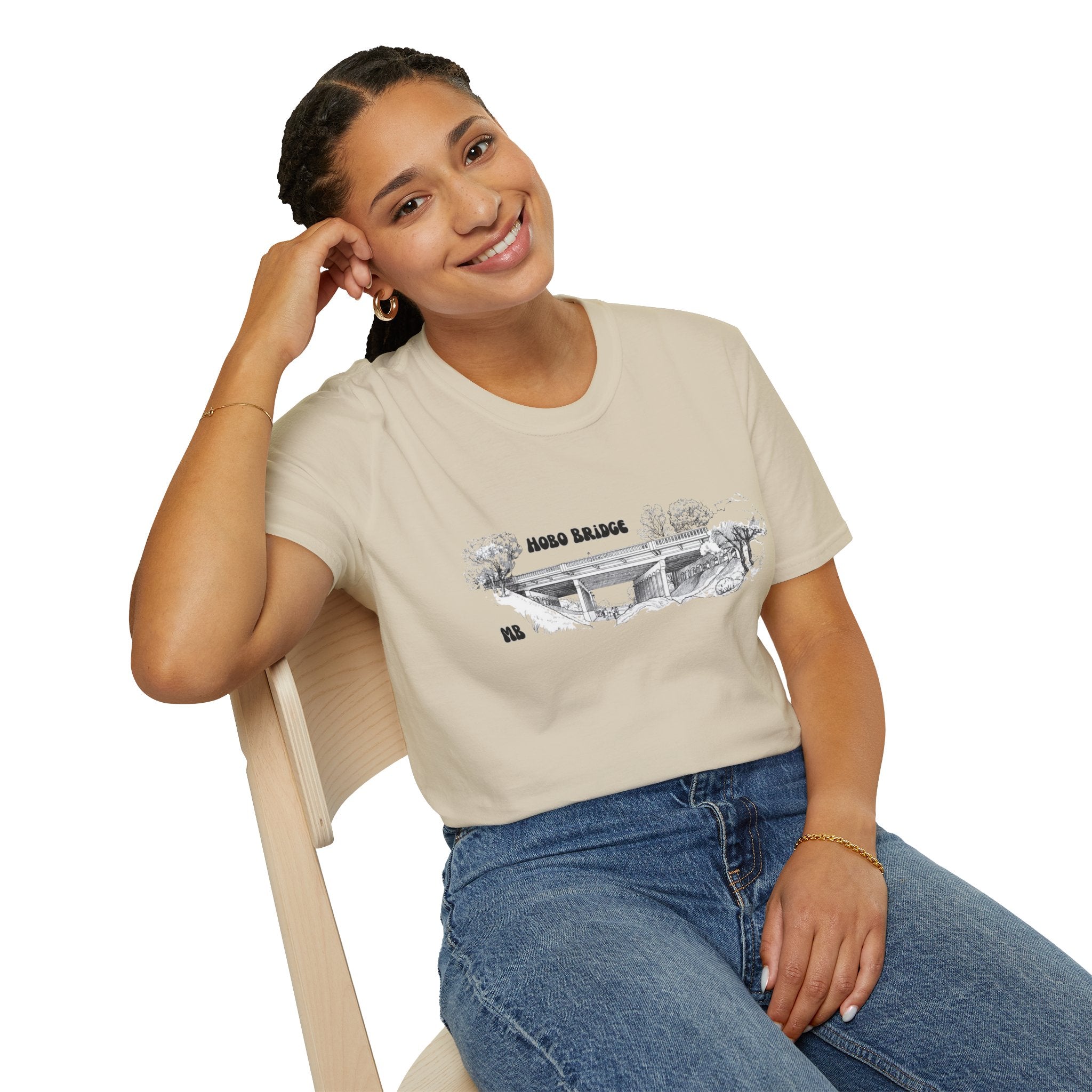 Hobo Bridge Manhattan Beach California Sketch T-Shirt | Hand-Drawn Bridge Illustration IYKYK