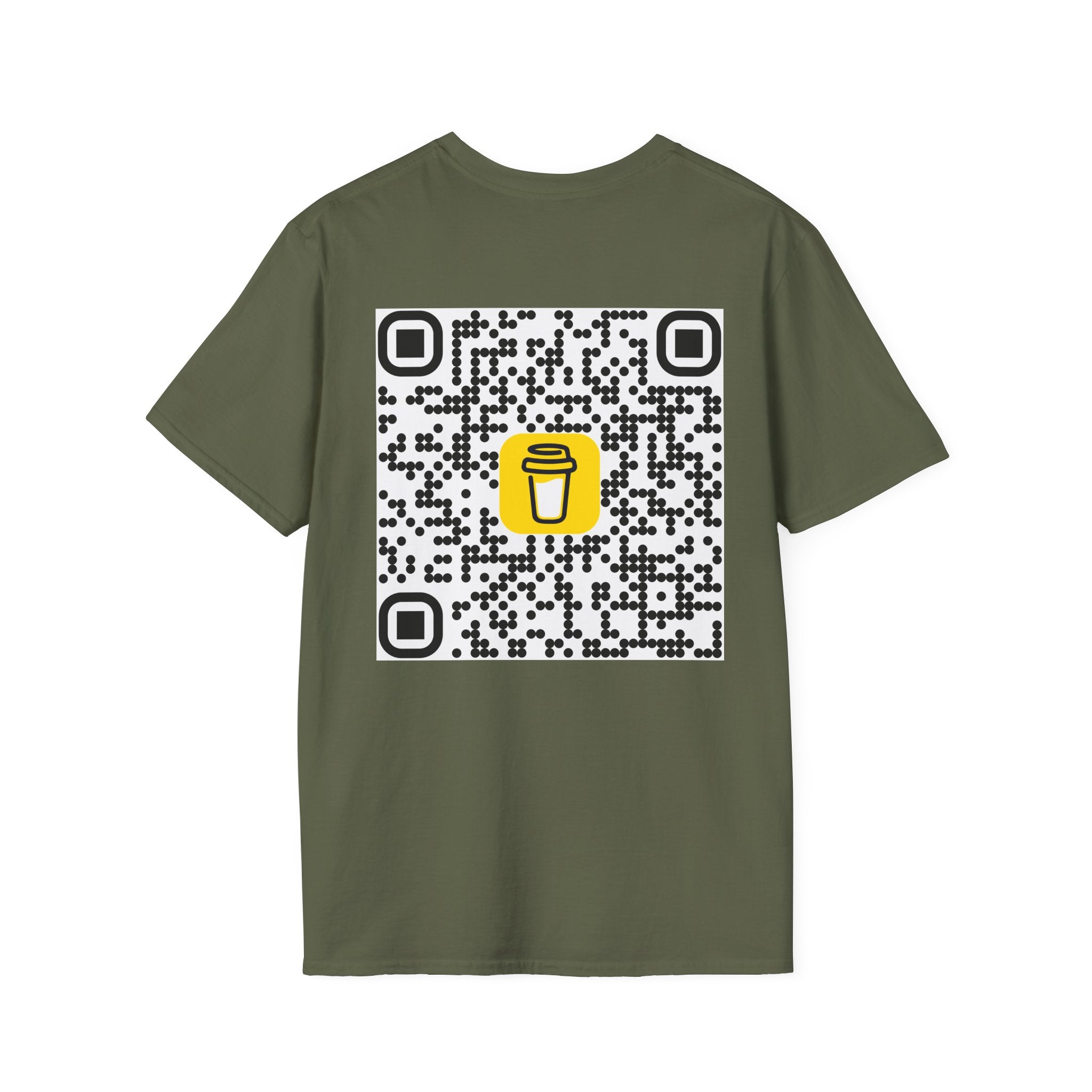 QR Code Coffee Cup T‑Shirt — Scan-to-Order Cafe Tee