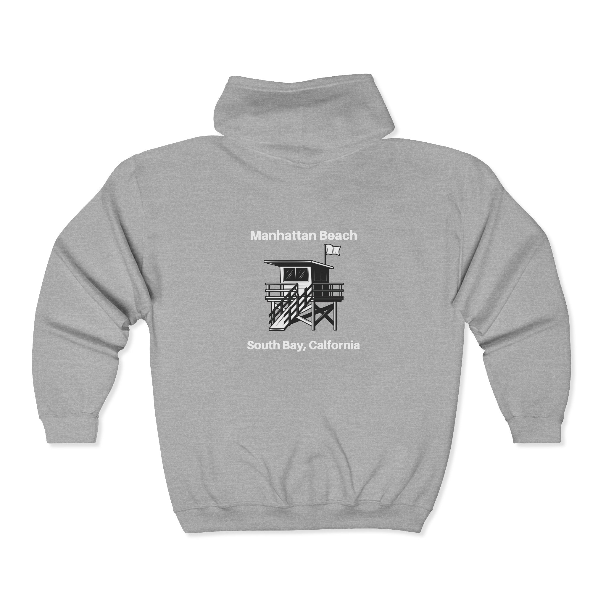 Manhattan Beach  Lifeguard Station - Heavy Blend Full Zip Hooded Sweatshirt