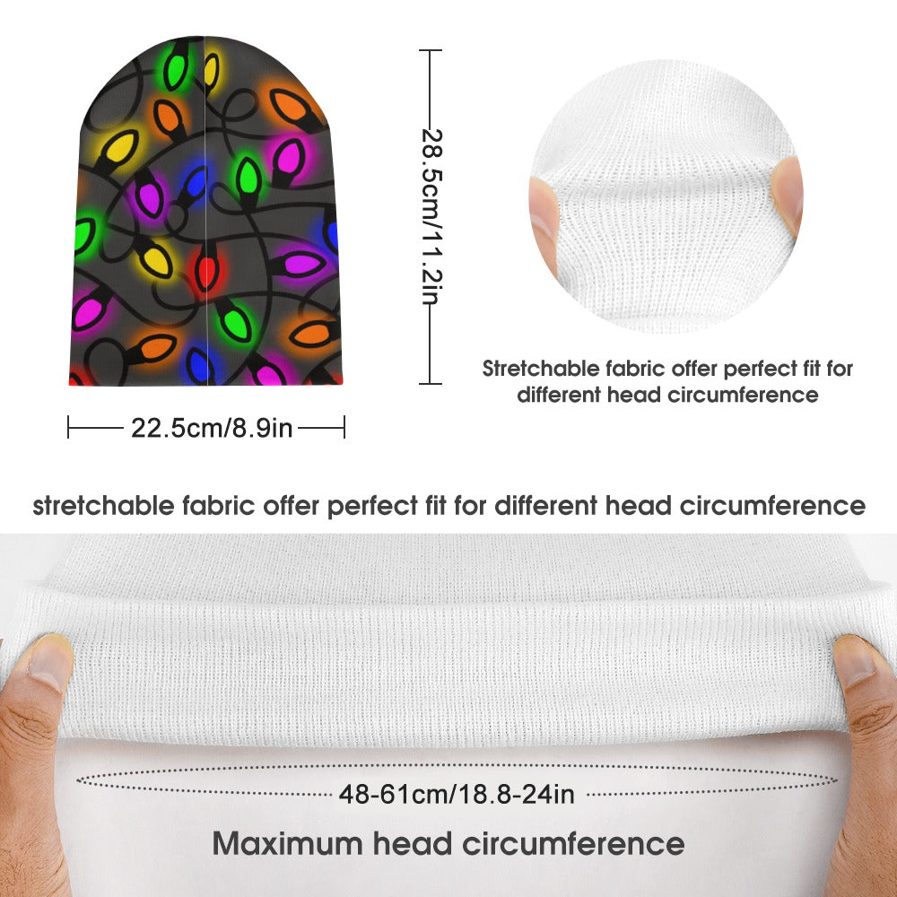 Christmas Lights Full printed knitted hat